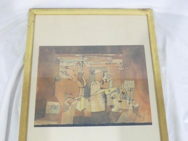 Mid-Century Signed Paul Klee Mechanical Chaos, Lithograph
