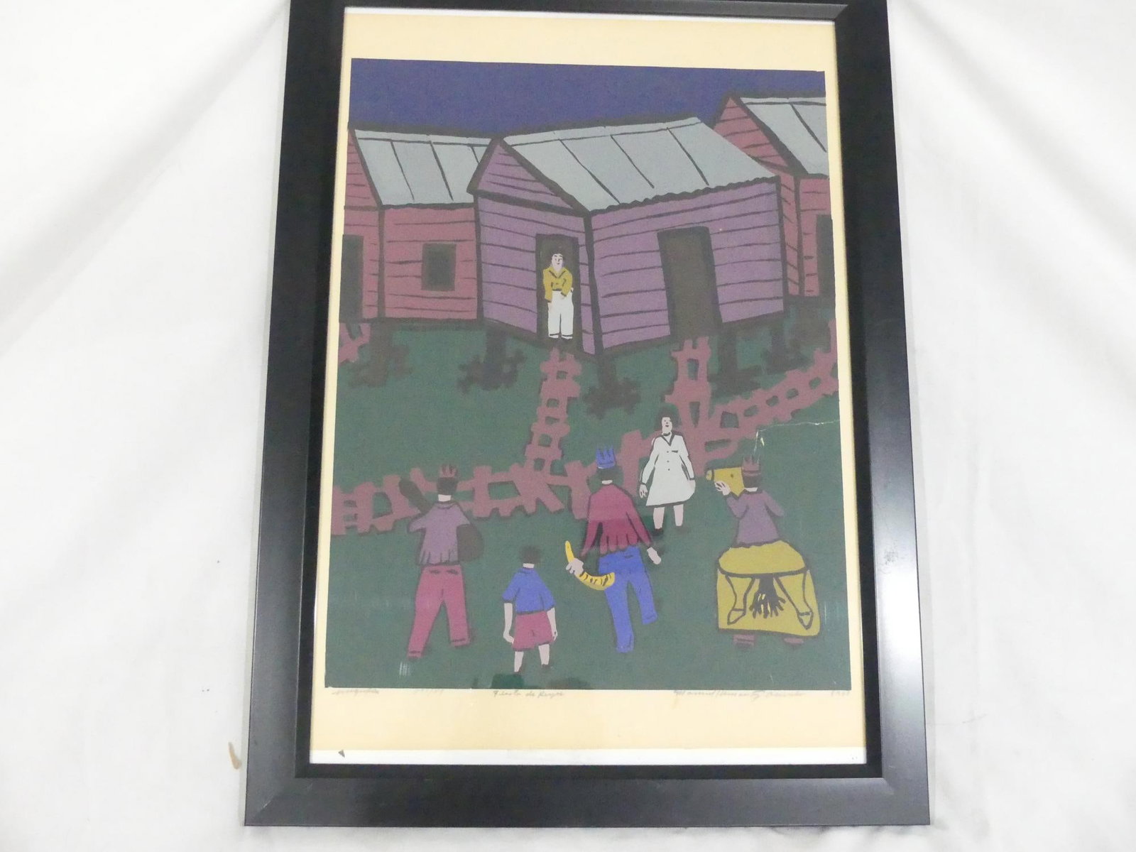 1960 Serigraph "Fiesta de Reyes" Manual Hernandez Acevedo: pencil signed and numbered, approx. 15 1/4 x 21 1/4 including frame, see photo's