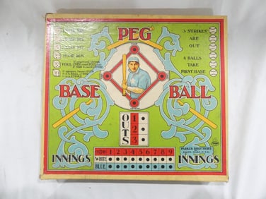 Antique 1900's Parker Brothers Peg Baseball Game in Box