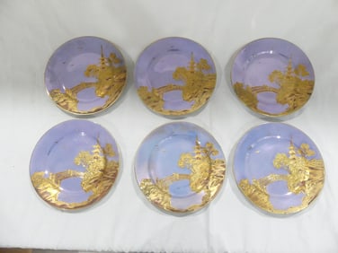 Lot of 6 Vintage Gold Leaf Noritake China Plates