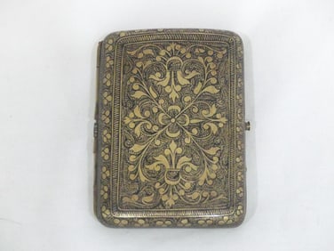 Antique Carved Brass Cigarette Holder