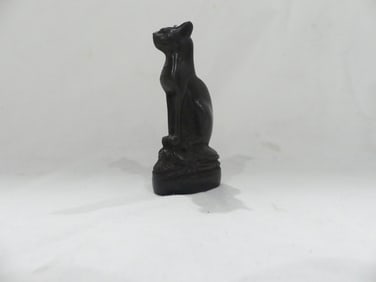 Vintage Egyptian Hand Carved Black Jade Cat