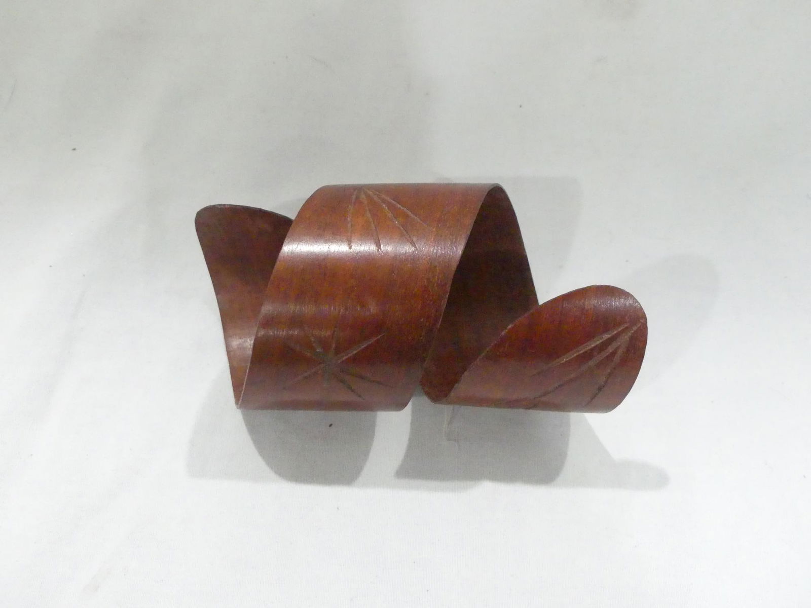 Vintage Mid-Century Carved Wood Twisted Cuff Bracelet (1 of 4)