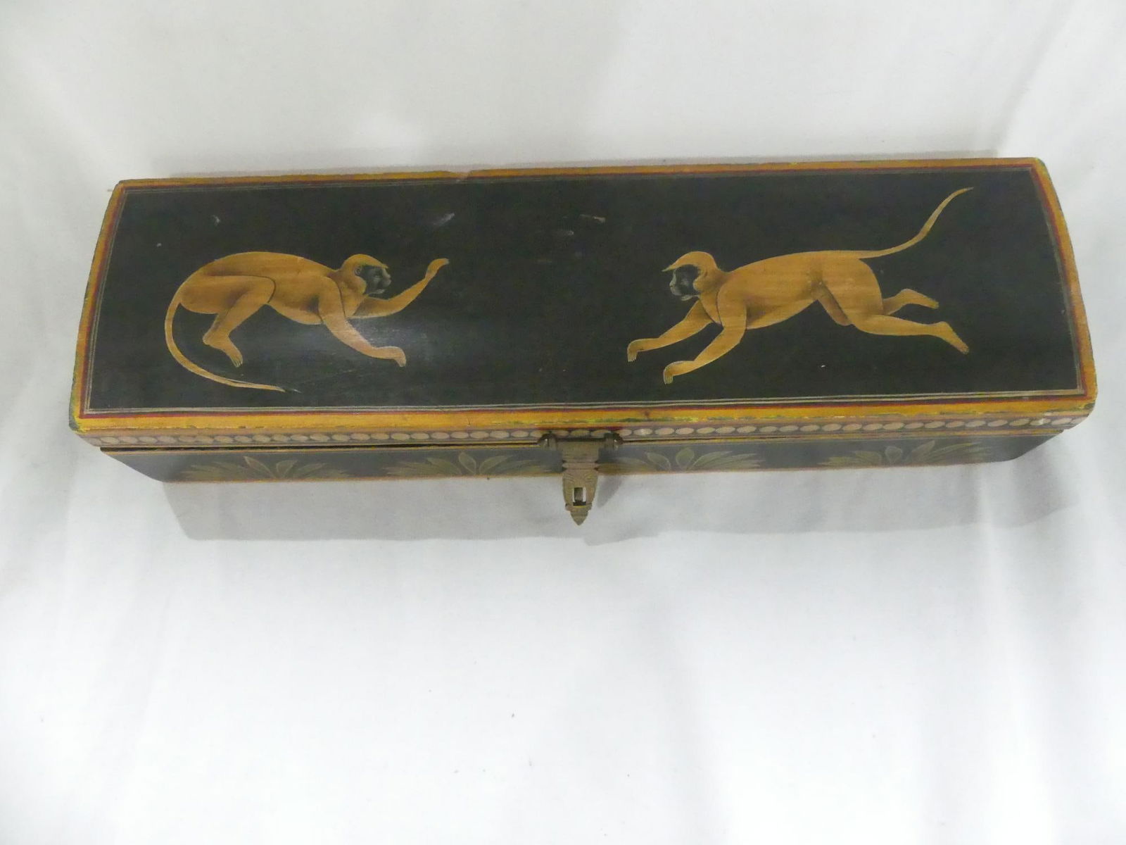Vintage Hand painted Wood Box with Monkeys (1 of 5)