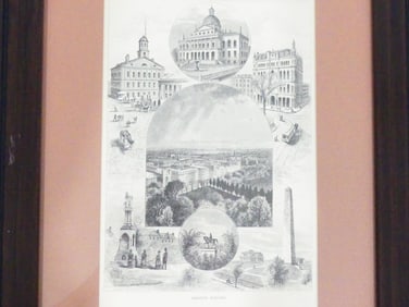 Antique 1874 Wood Engraving "Boston Scenes"