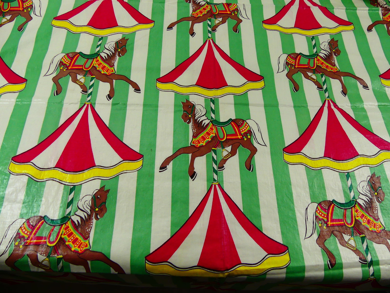 Vintage 1940-50's Kandell Chintz Circus Fabric: approx. 36" x 41", see photos