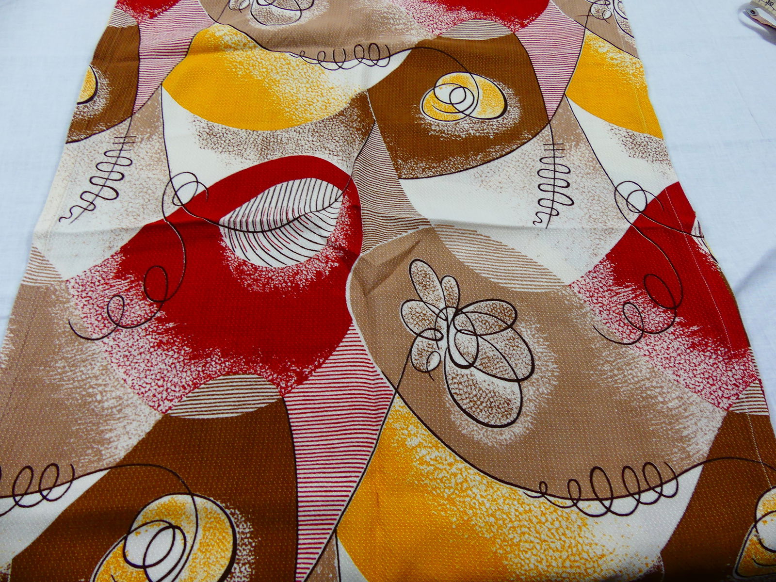 Vintage Mid-Century Geometric Abstract Textured Fabric (1 of 3)