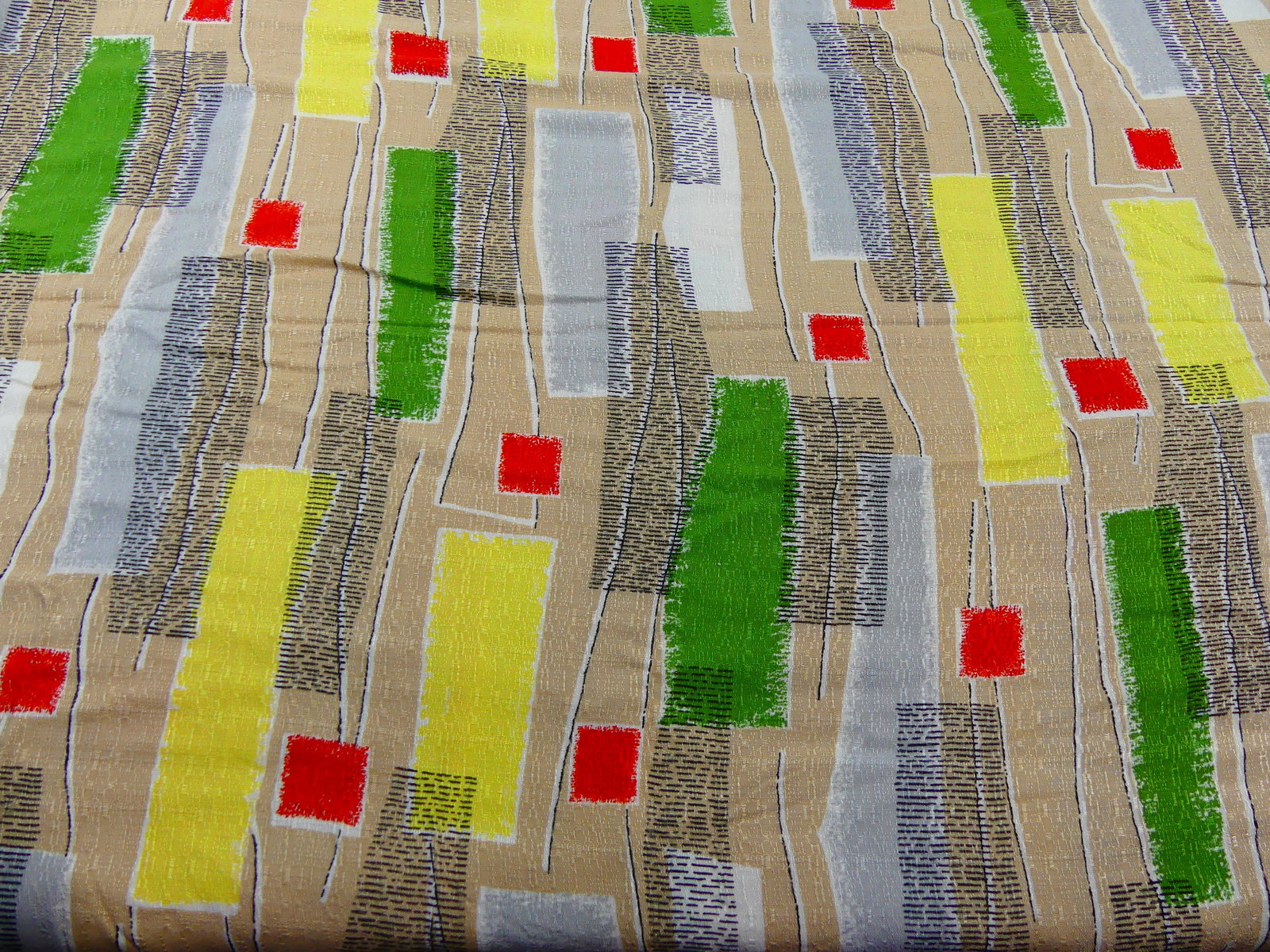 Vintage 1950-60's Graphic/Geometric Print Cotton Fabric (1 of 3)
