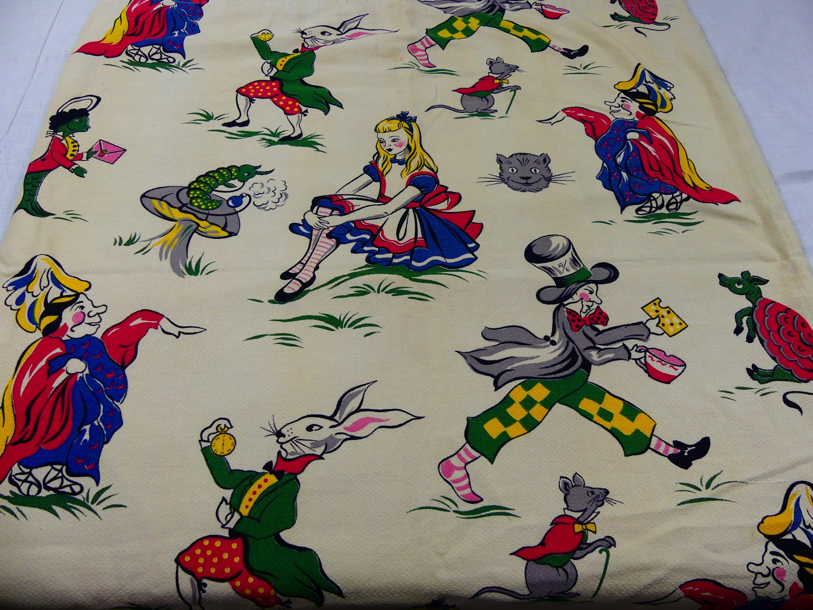 Vintage 1950s Alice in Wonderland Curtain Panel: approx. 38" x 60", see photos