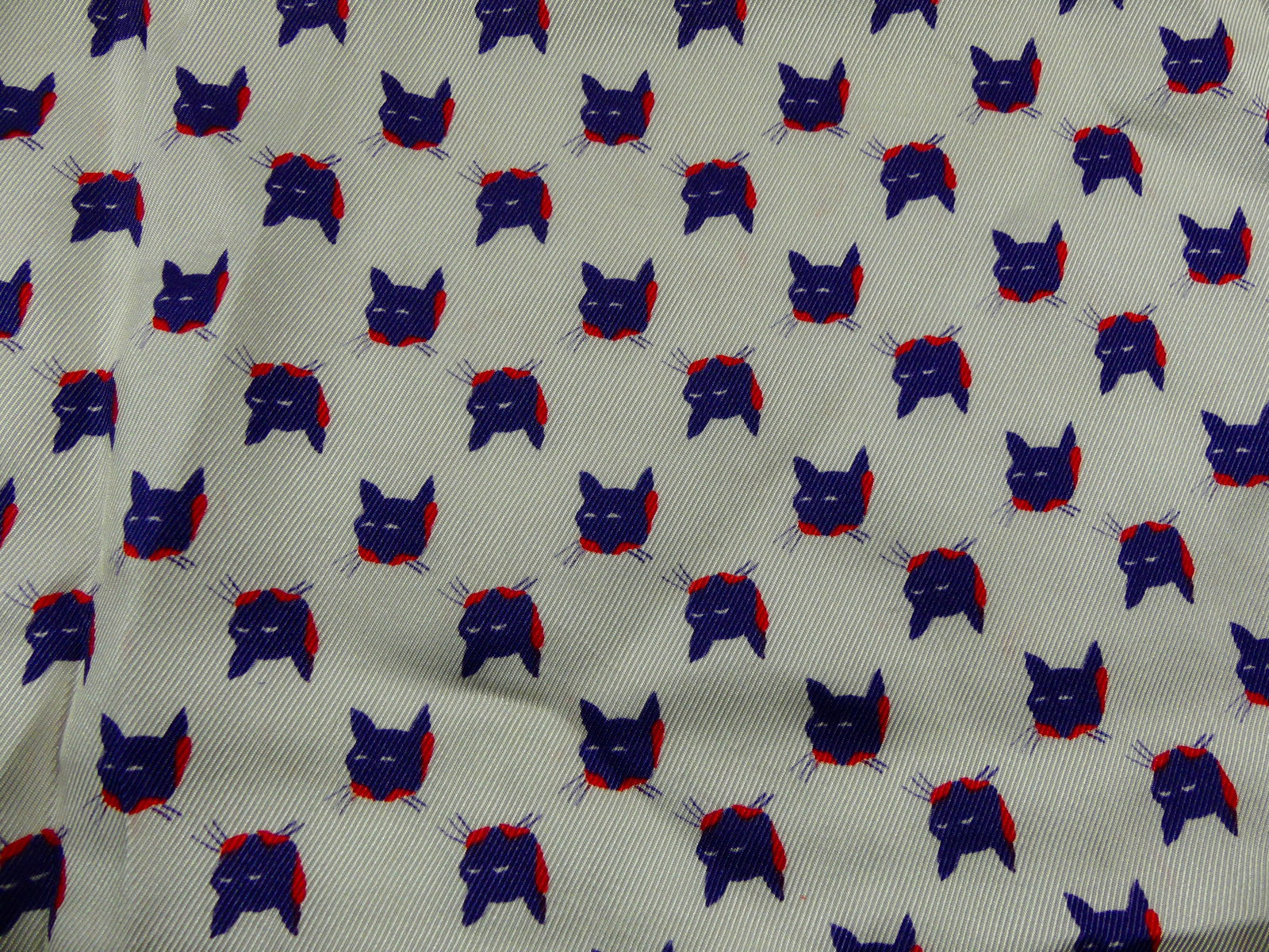 Vintage 1950-60's Rayon Blend Cat Print Fabric: approx. 40" x 45", see photos