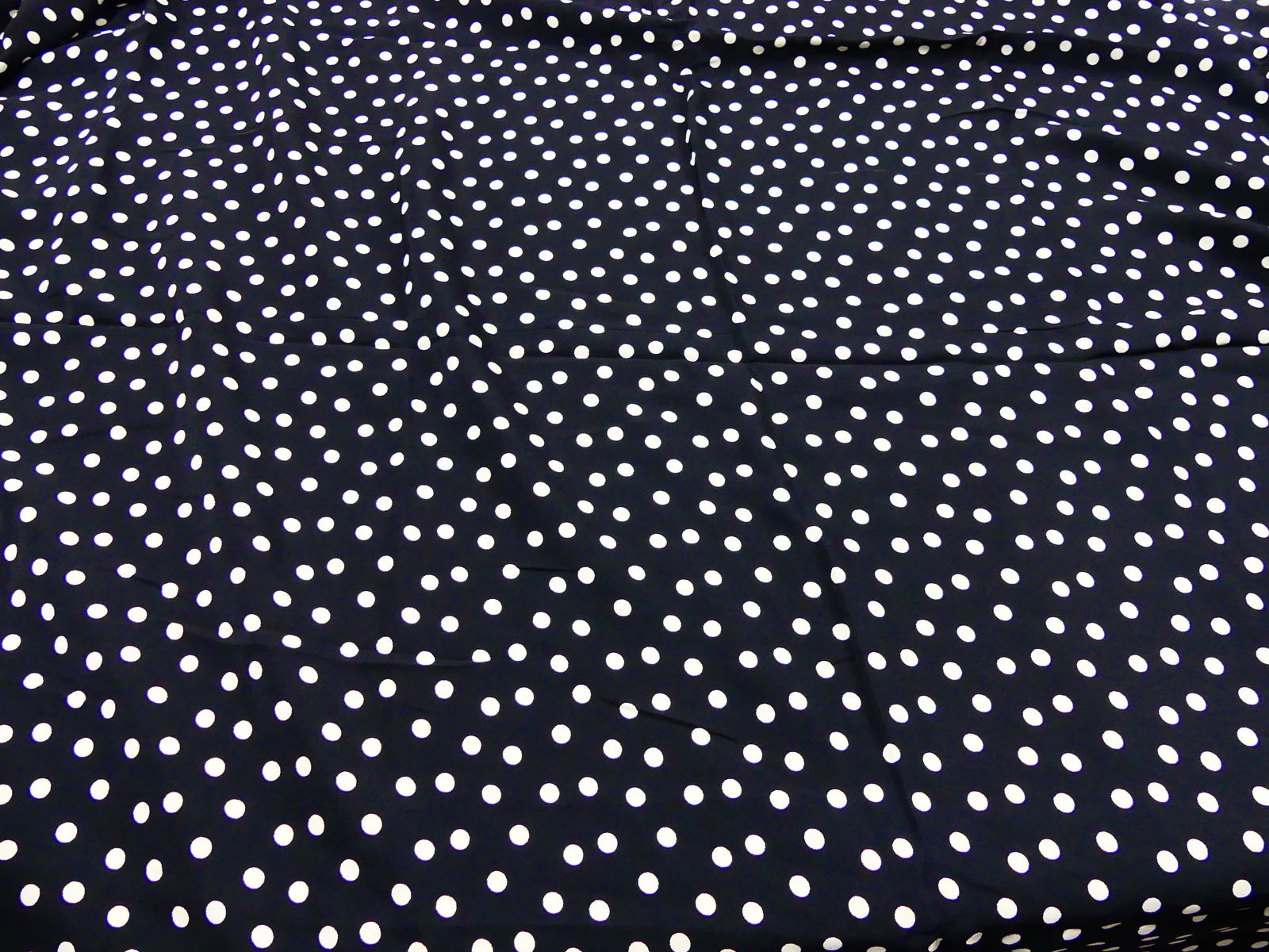 Vintage 1950-60's Black & White Dot Silk Fabric: approx. 42" x 116", see photos