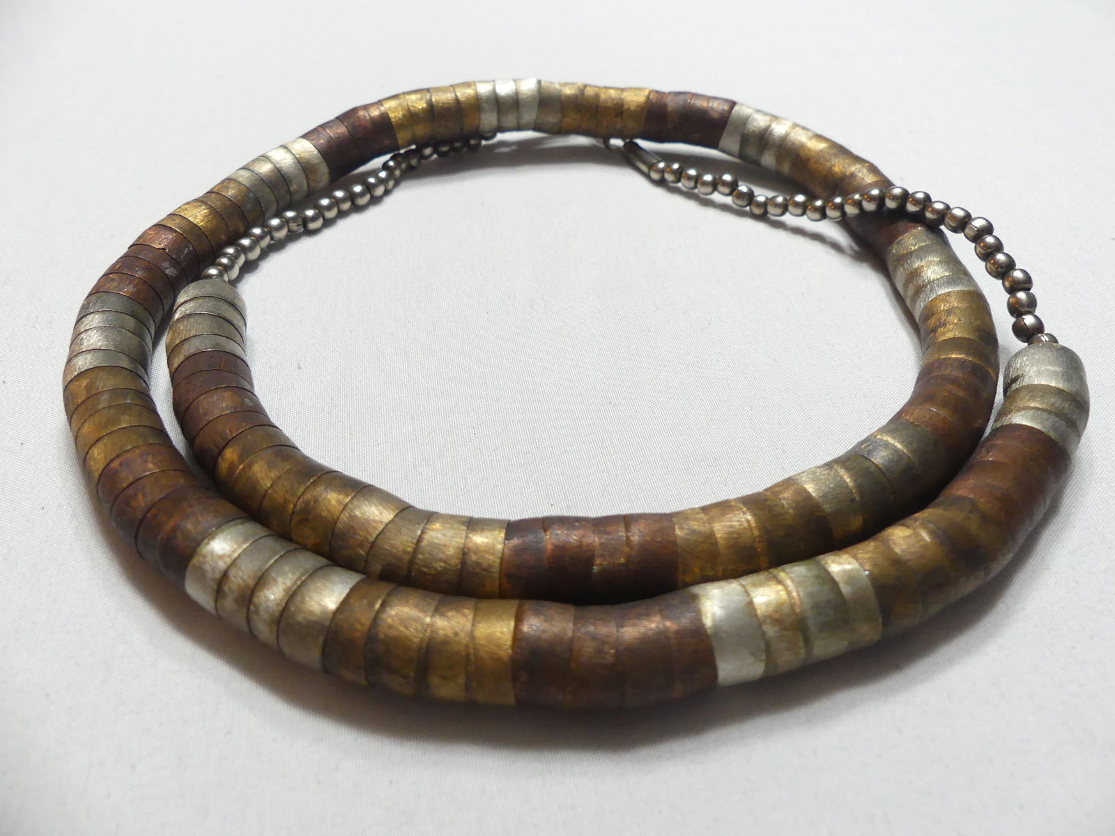 Vintage Brushed Copper Brass & Silver Articulated Chain (1 of 5)