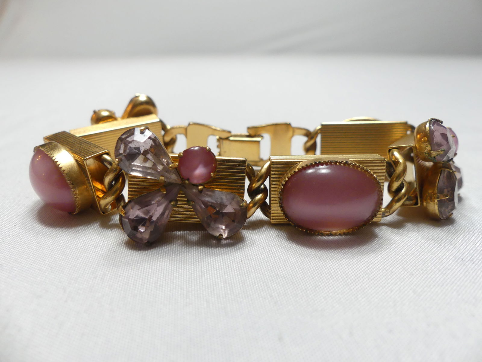 Vintage 1980s Rhinestone & Cabechon Bracelet (1 of 6)