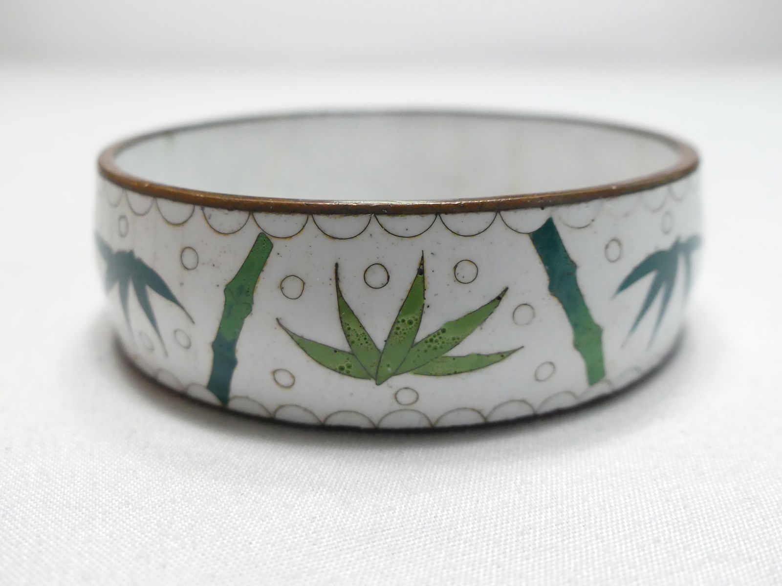 Vintage Cloisonne Bangle: Bamboo motif, approx 3" diameter