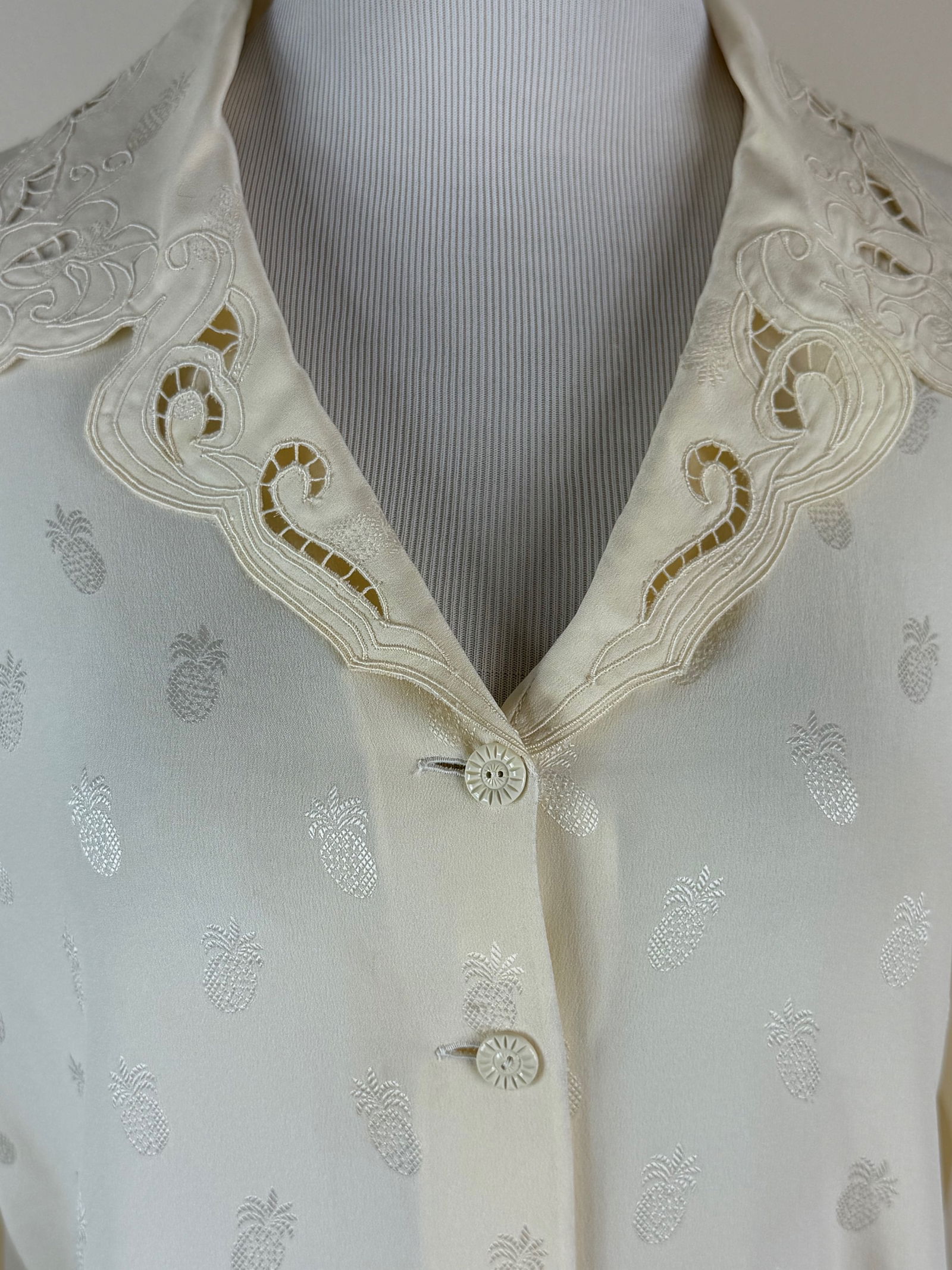 Vintage Ungaro Pineapple Patterned Silk Blouse - 4