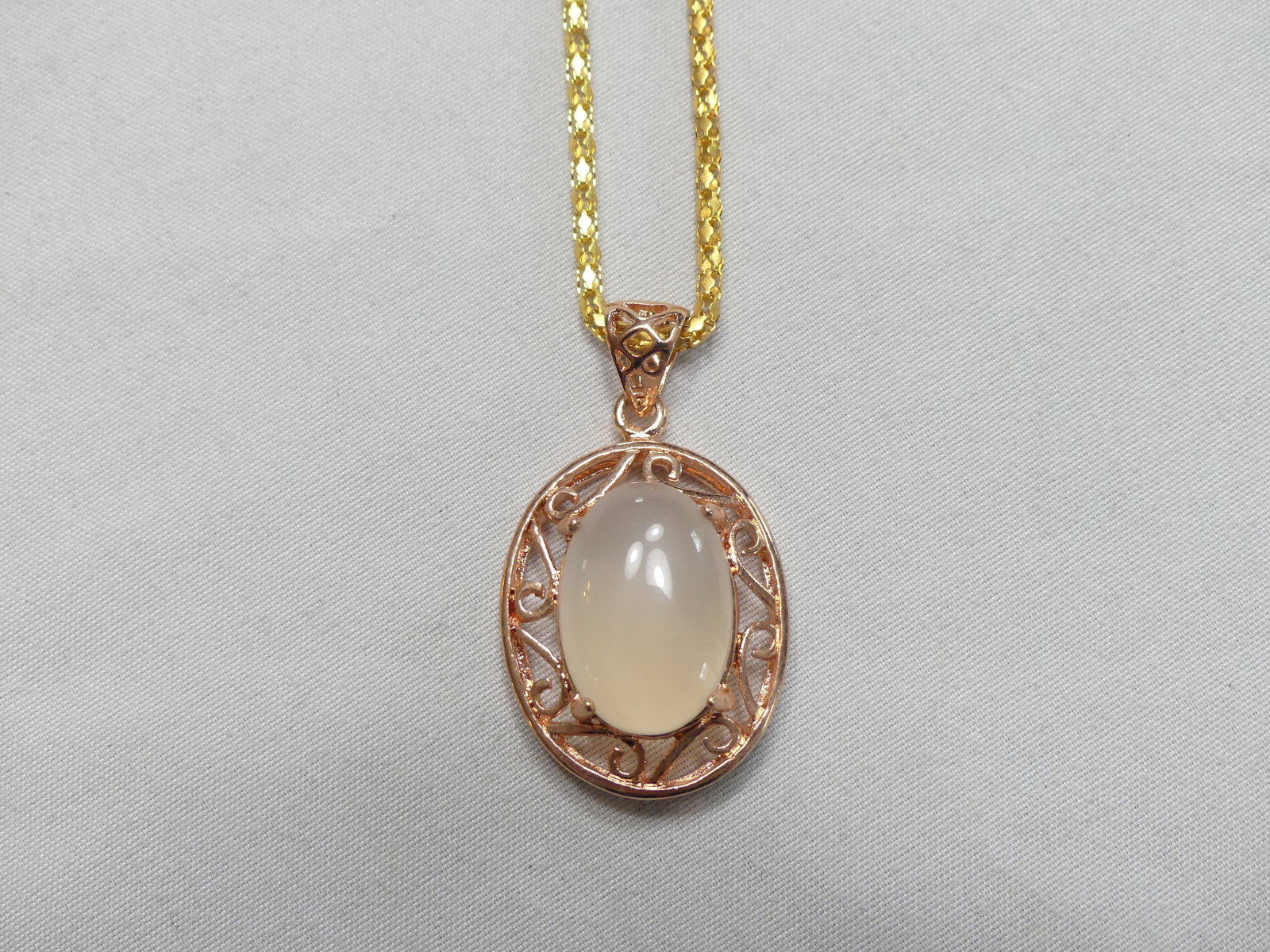 Vintage Pink Tone Pendant with White Stone (1 of 7)