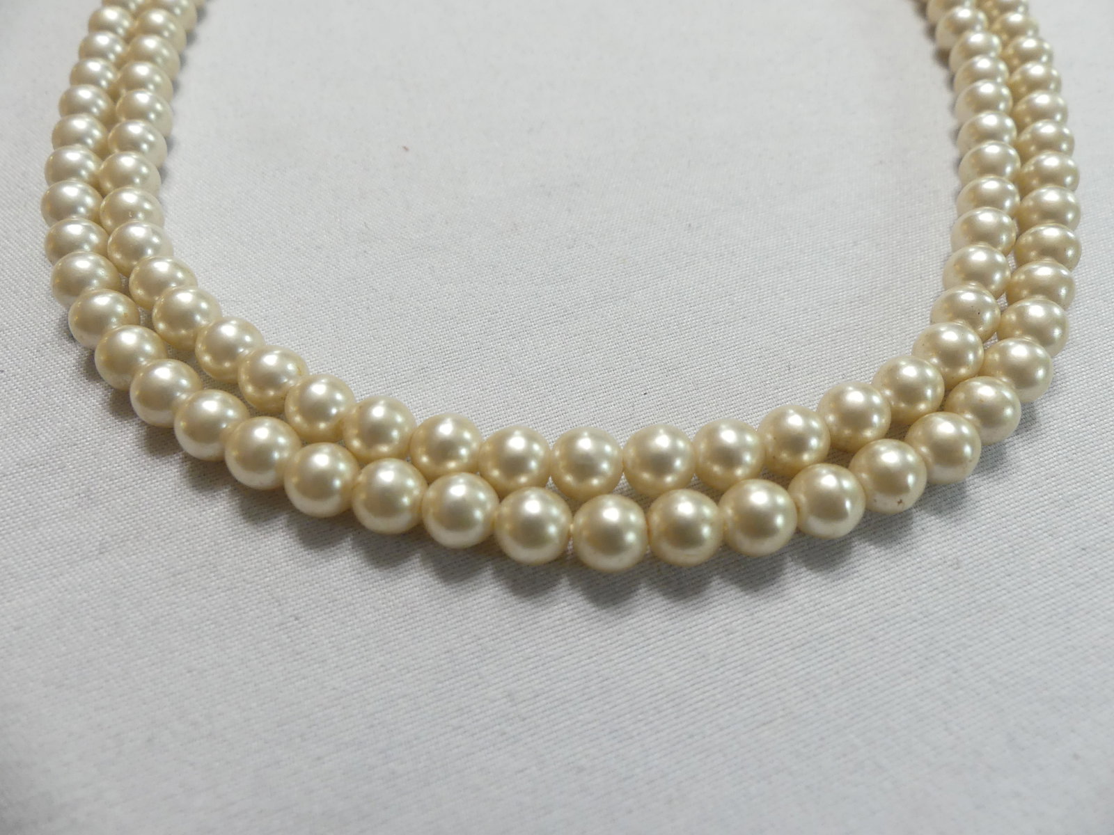 Vintage Double Strand Pearl Beaded Necklace: Made in Japan, approx. 22"