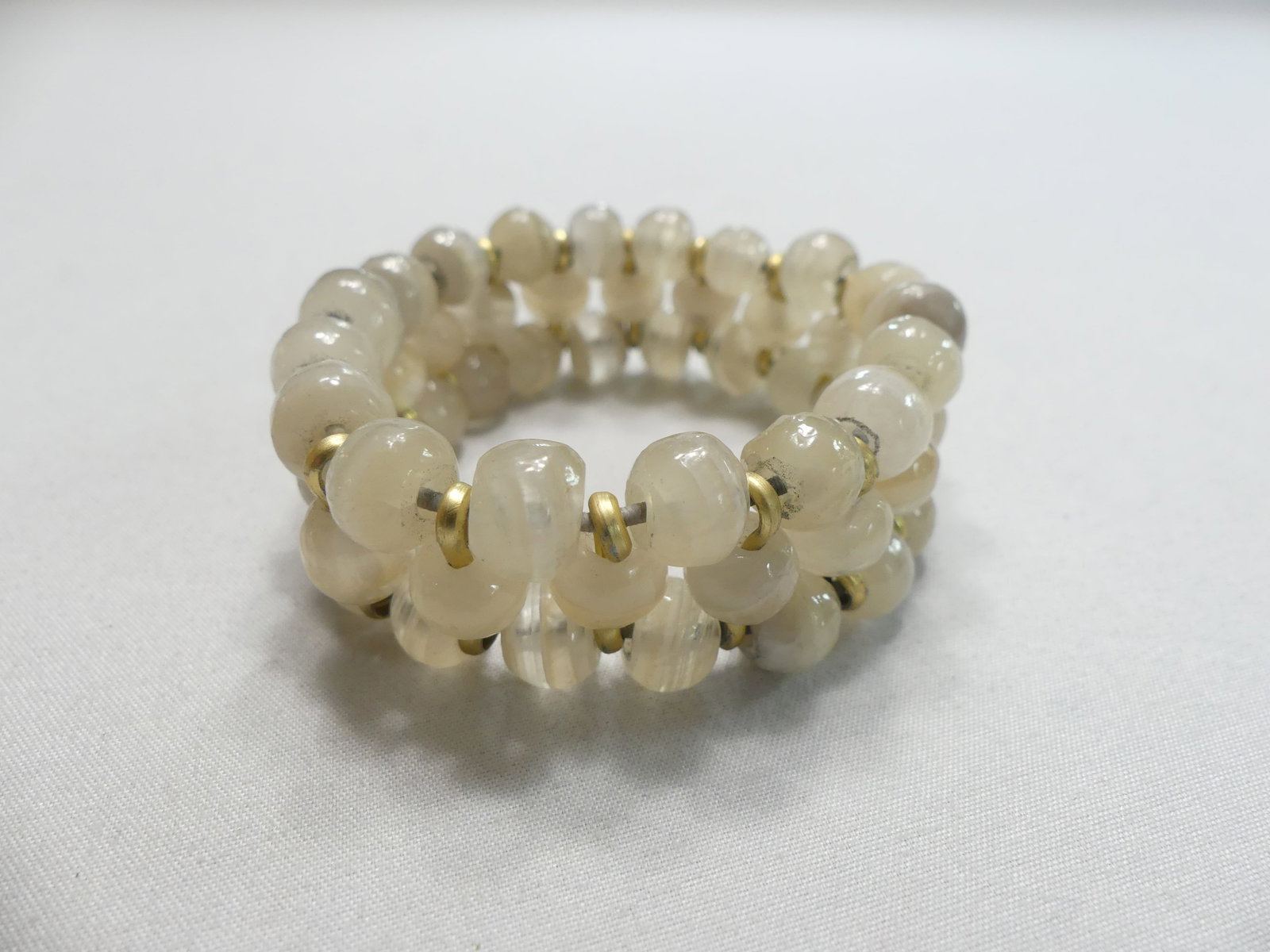 Vintage Handblown Art Glass Beaded Bracelet: approx. 3 x 1" unstretched