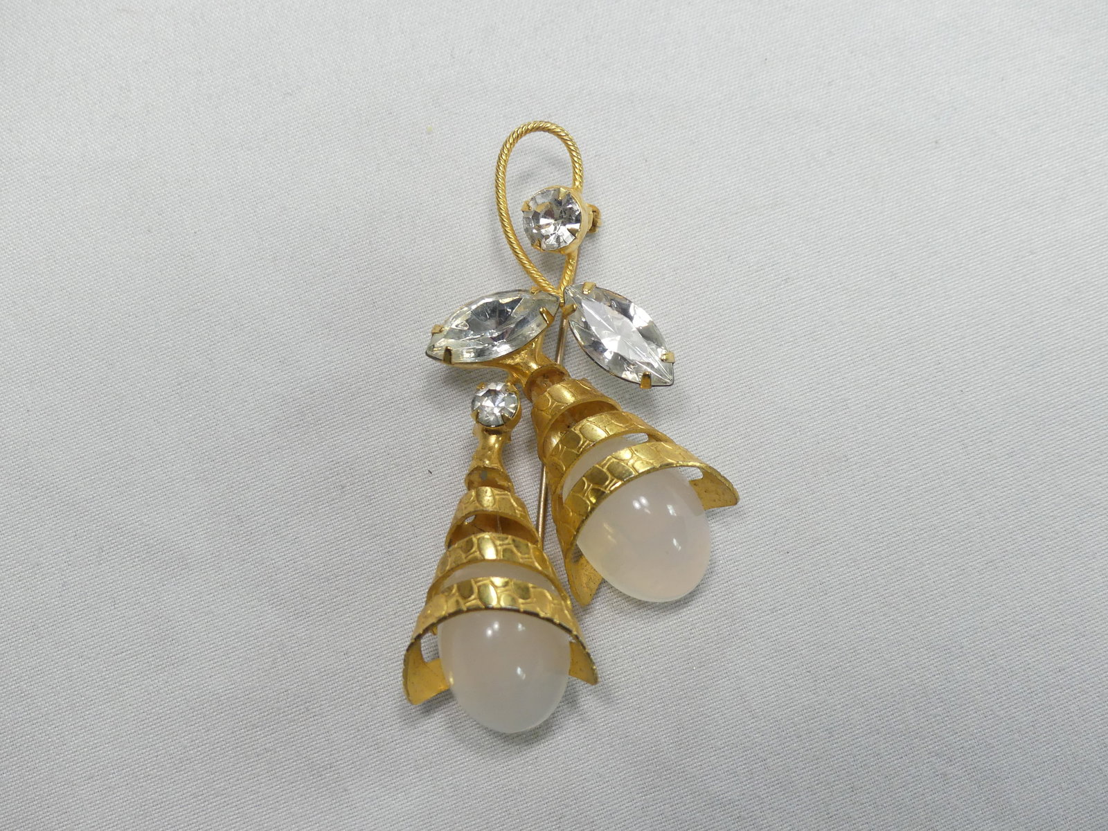 Vintage Moonstone & Rhinestone Brooch (1 of 6)