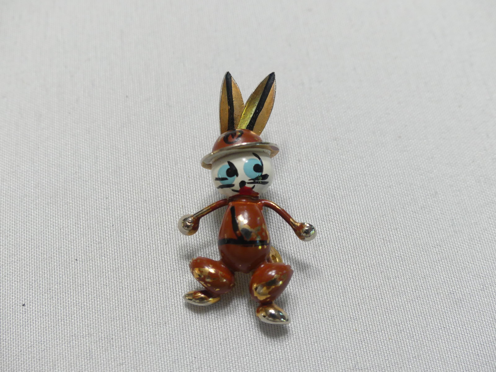 Vintage Robotic Whimsy Rabbit Pin: approx. 1.5" long some wear to paint, see photos