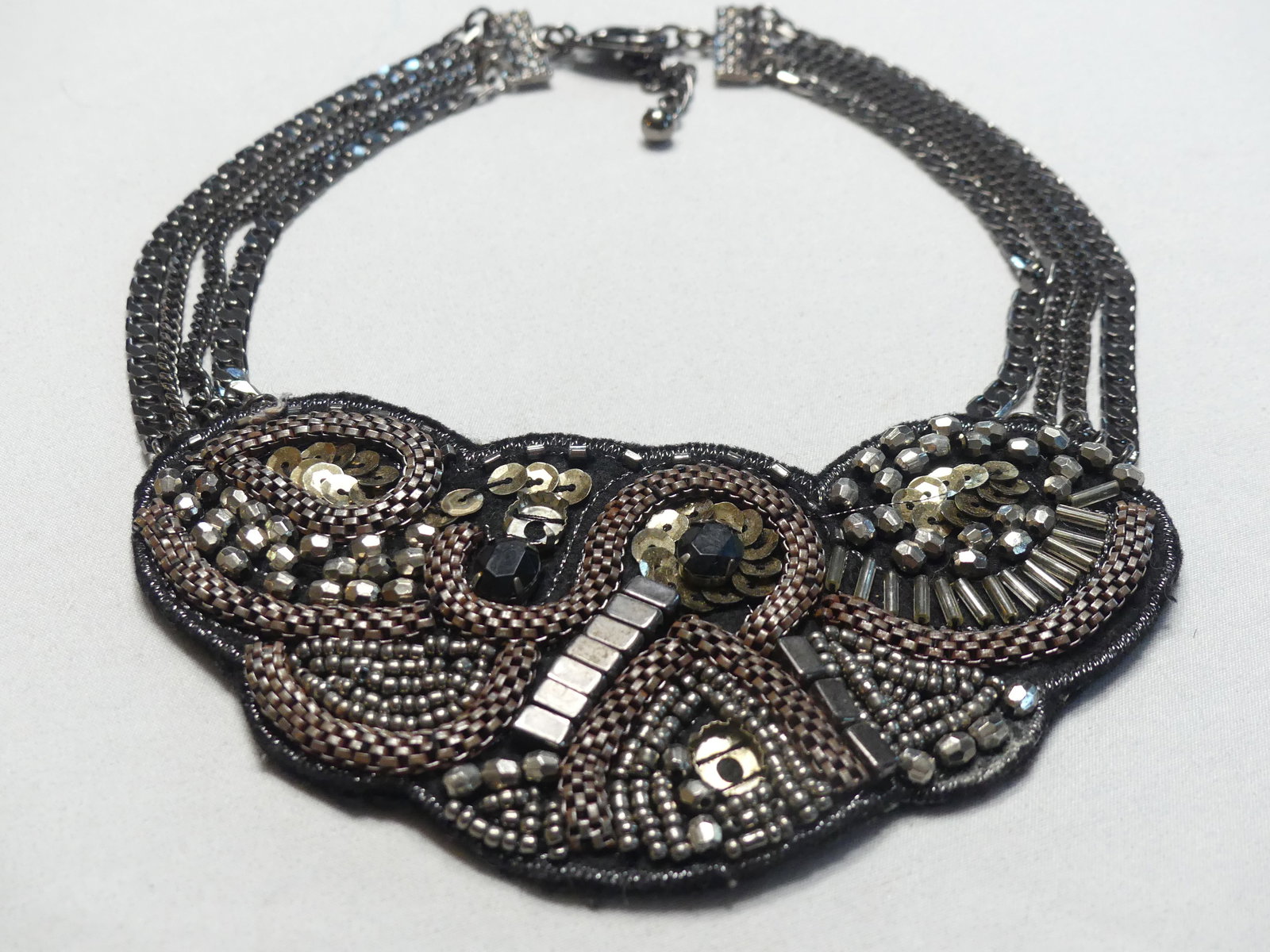 Vintage Cara NY Beaded Statement Necklace: one missing stone, see photos
