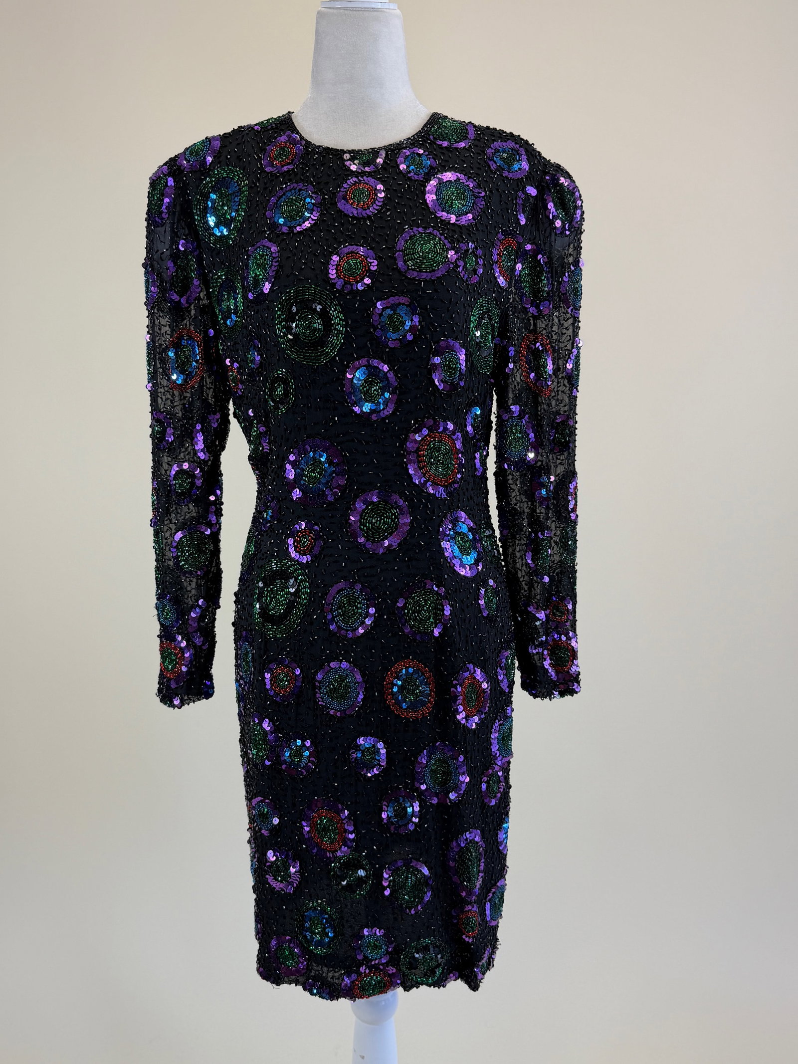 Vintage 1980s Oleg Cassini Bead Encrusted Party Dress (1 of 9)