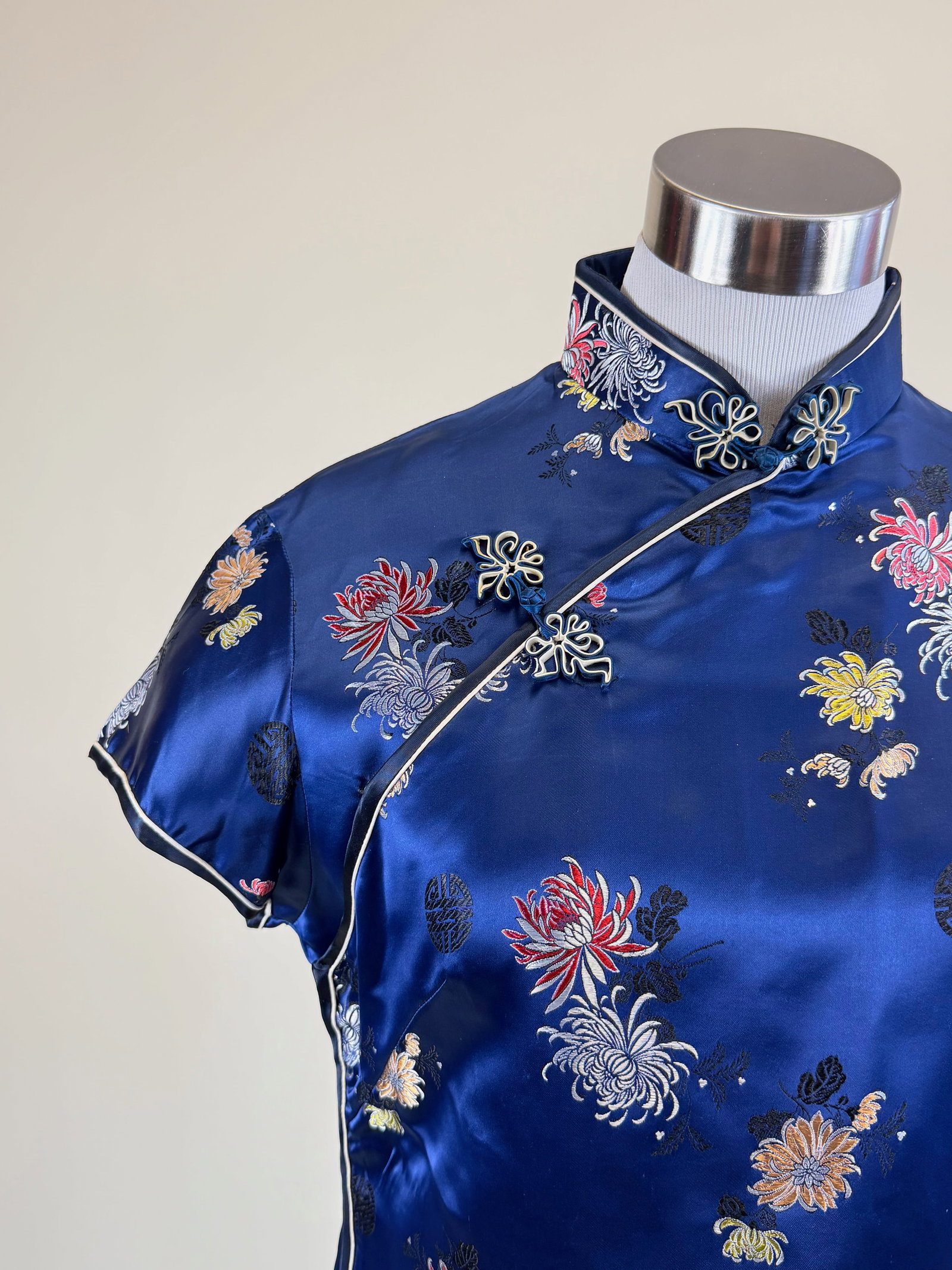 Patterned Silk Cheongsam Blouse - 5
