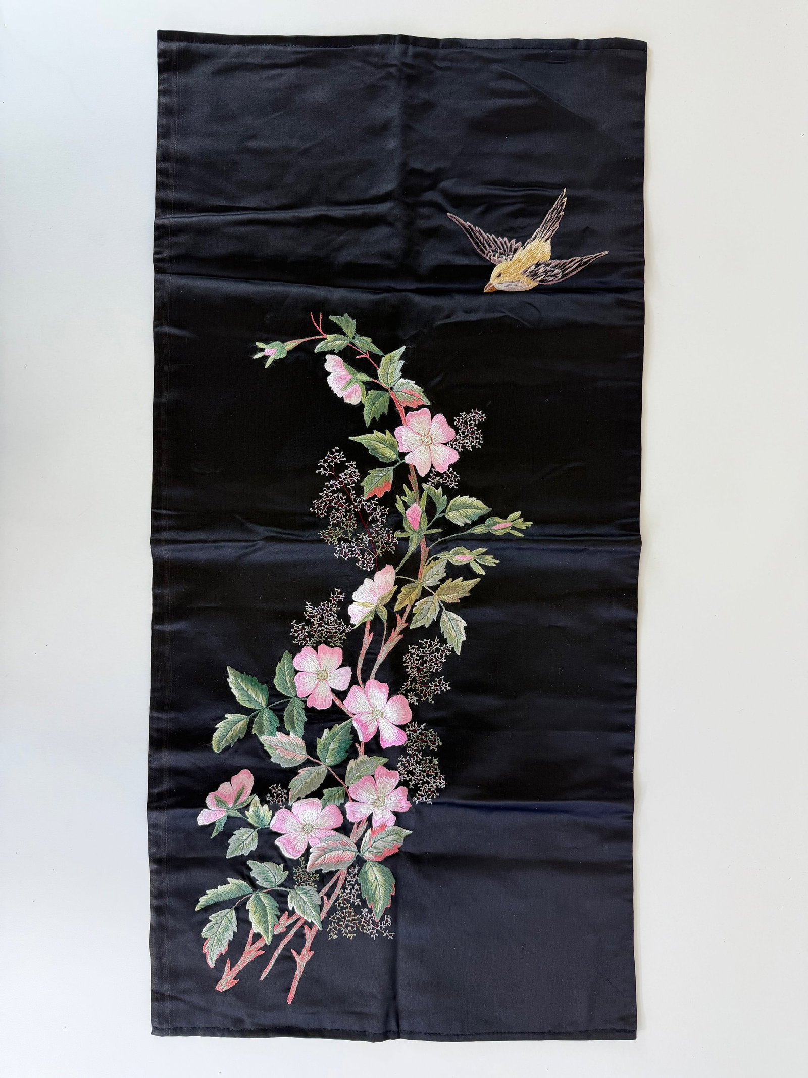 Antique Japanese Hand Embroidered Panel: see photos