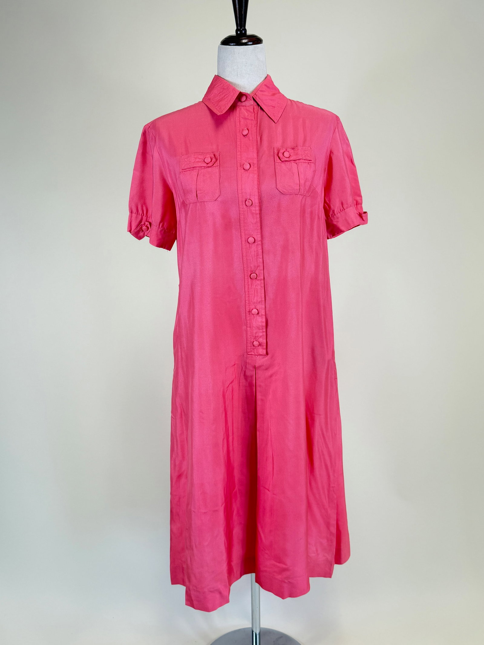 Vintage Early 1990s Silk Shirtwaist: B/W 38", see photos