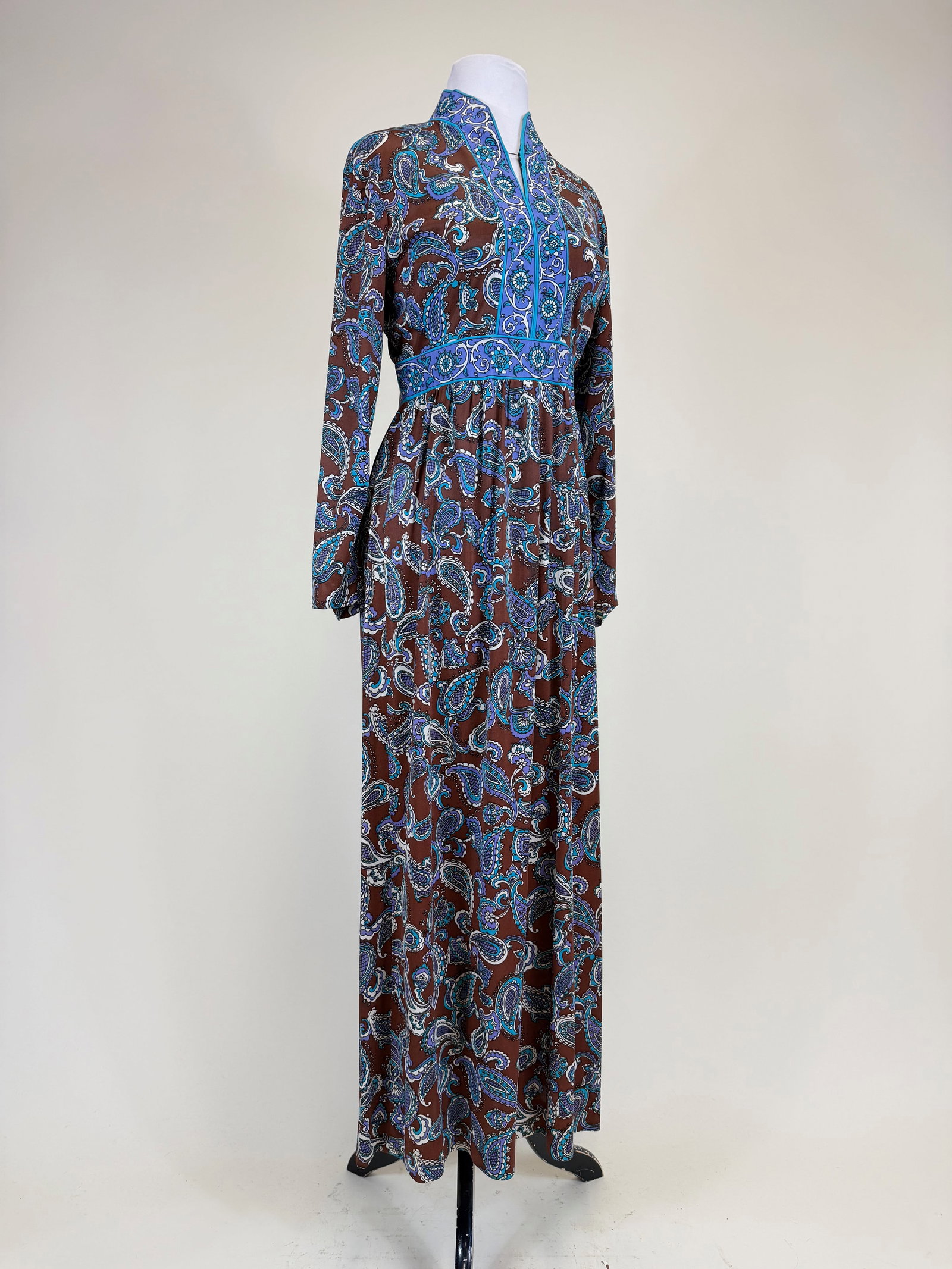 Vintage 1970s Pucci Style Boteh Print Evening Dress: B 38", W 28", few small stains, see photos