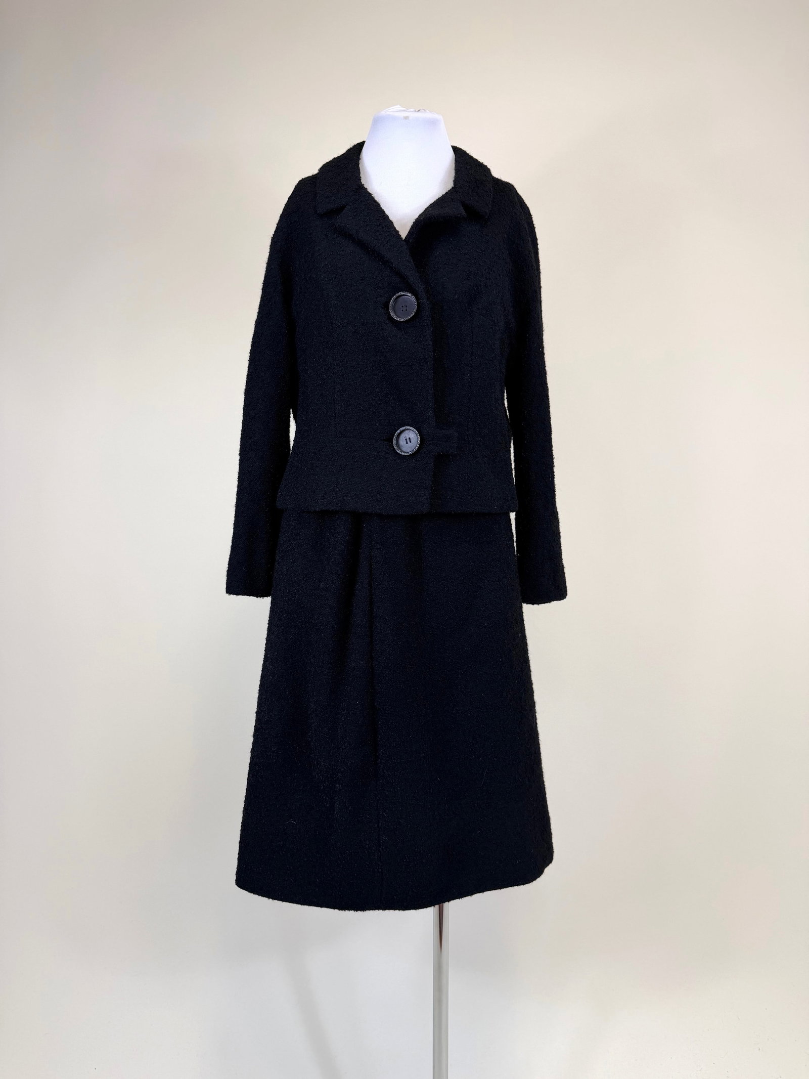 Vintage 1950s Wool Boucle Skirt Suit: B 38", W 32", skirt W 27", see photos