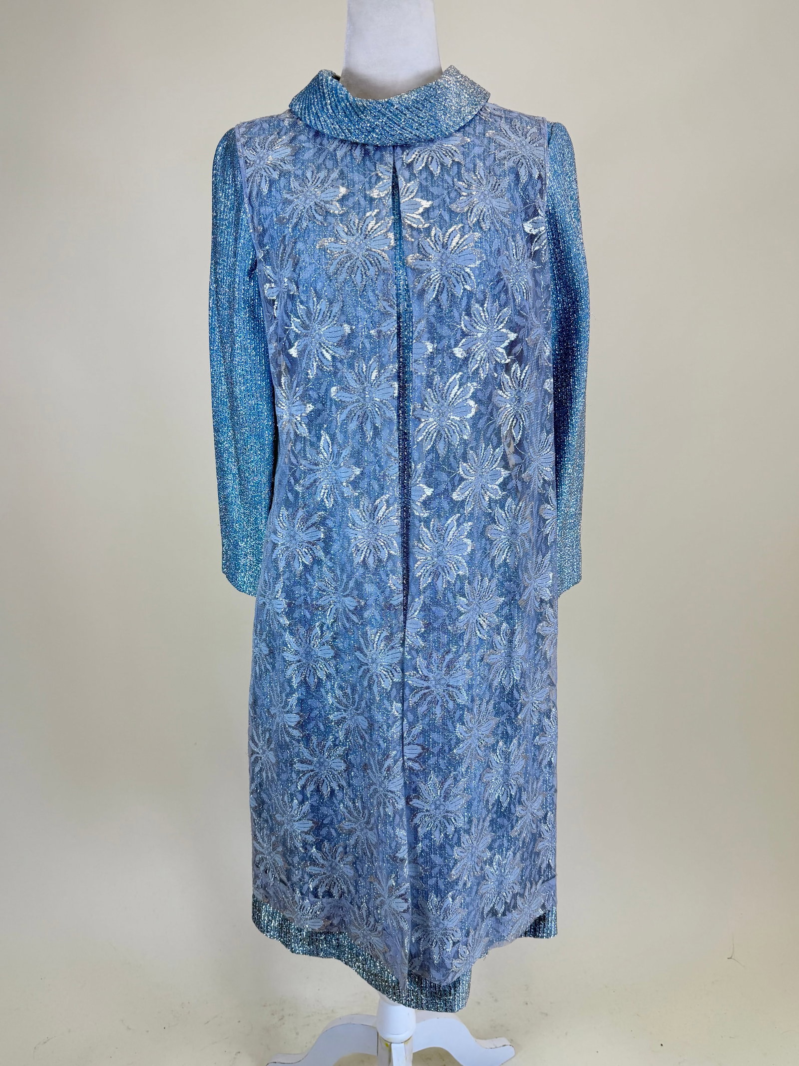 Vintage 1960s Two Piece Lame' Party Dress: B 36", W 30", good condition, see photos