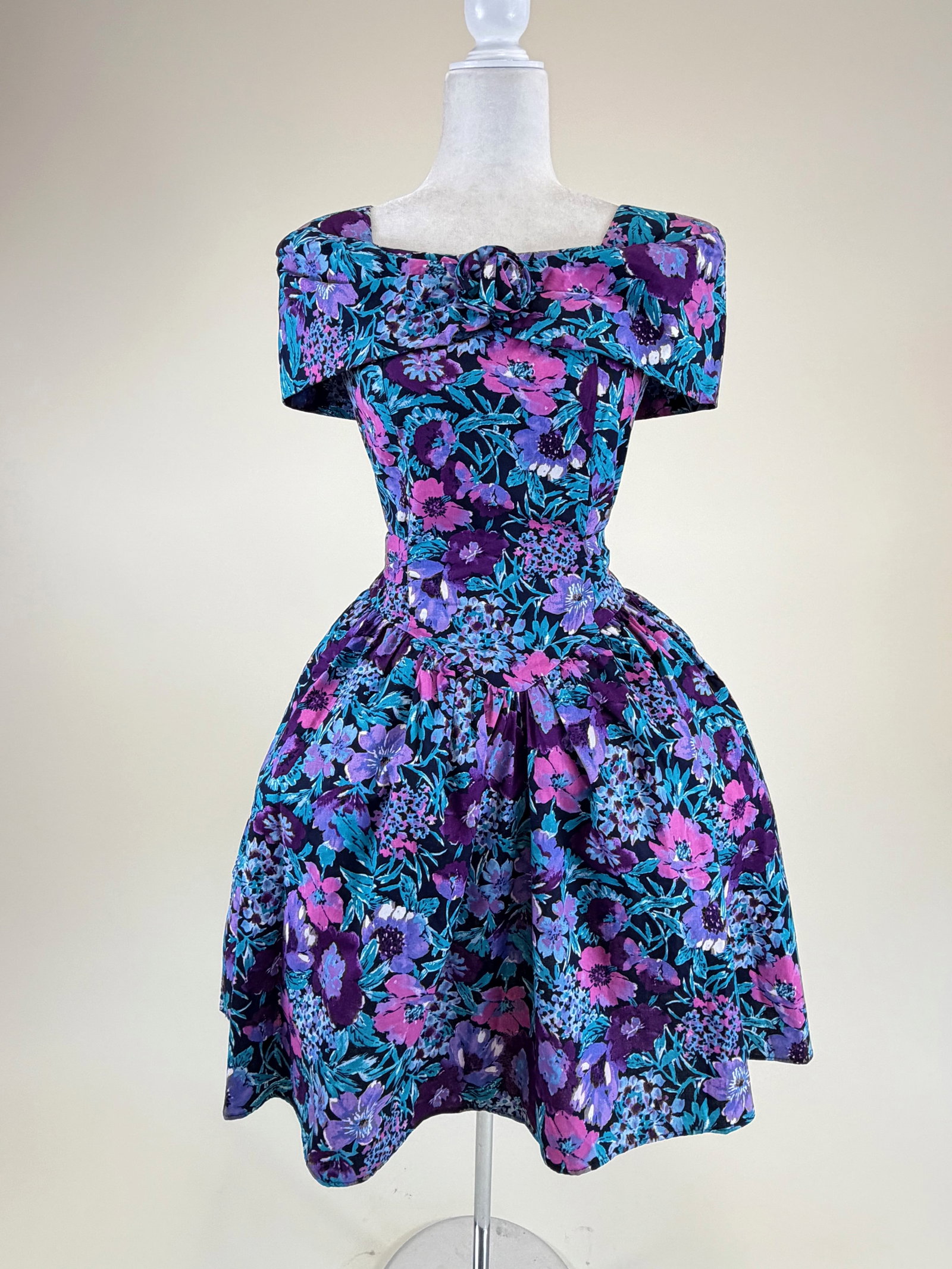 VINTAGE 1980s PRINTED COTTON PARTY DRESS (1 of 9)
