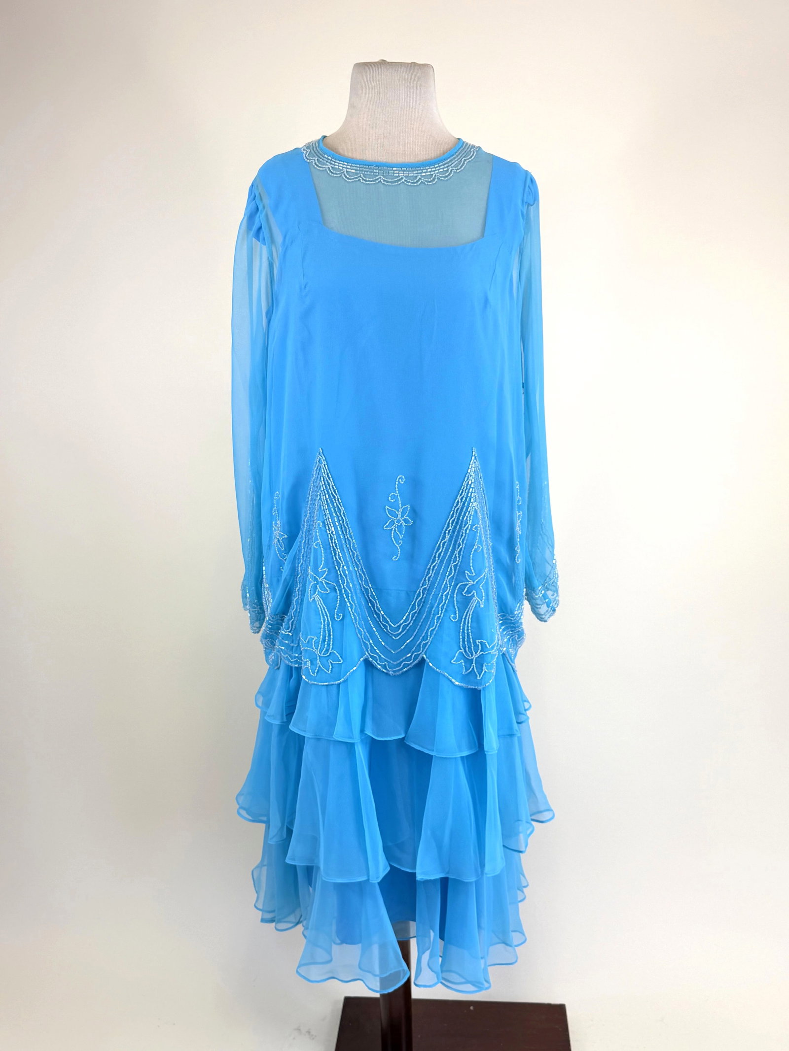 VINTAGE 1980s BEADED CHIFFON PARTY DRESS (1 of 9)