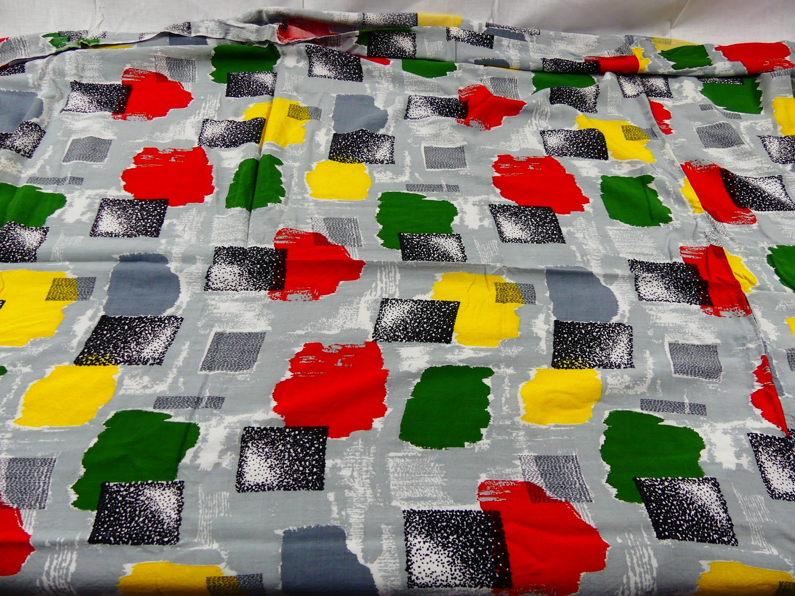 VINTAGE MID CENTURY MODERN PRINTED COTTON YARDAGE: two panels seamed together, 41.5" x 82"