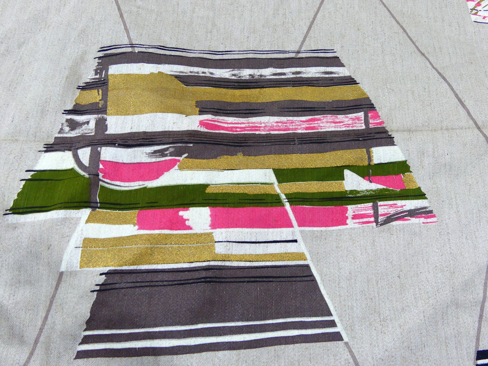 VINTAGE 1957 SCREEN PRINTED RIVERDALE YARDAGE (1 of 3)