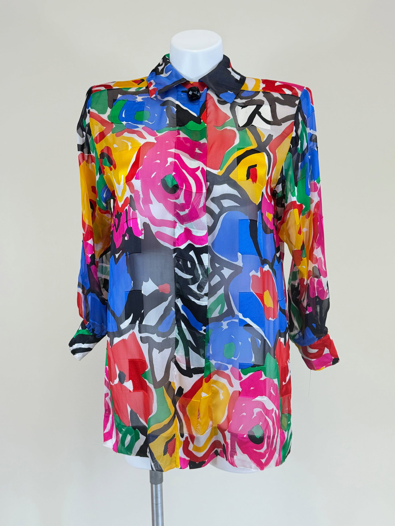 VINTAGE 1980s DEADSTOCK UNGARO PRINTED SILK BLOUSE (1 of 10)
