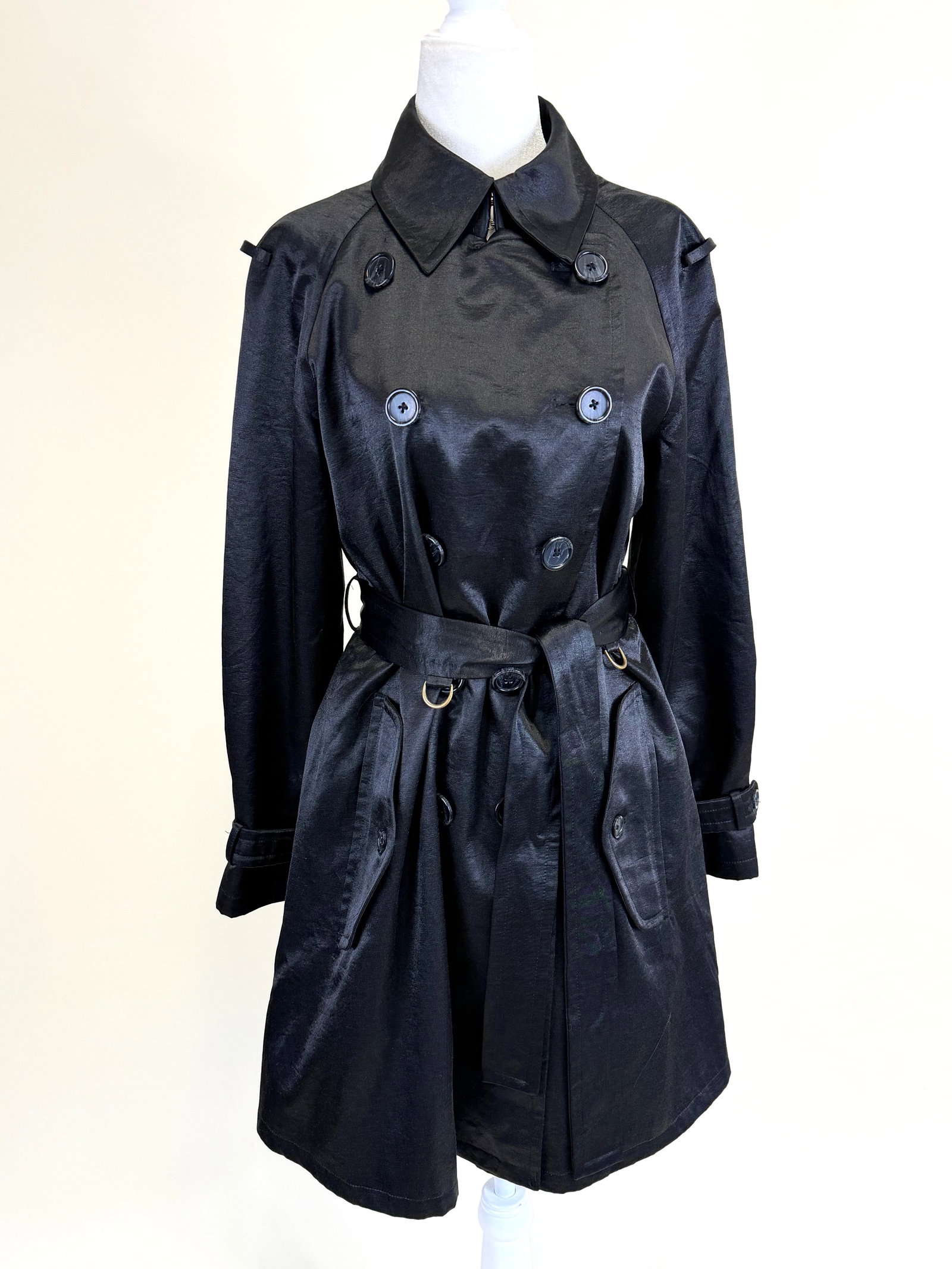 VINTAGE 1990s BLACK TRENCH COAT (1 of 9)