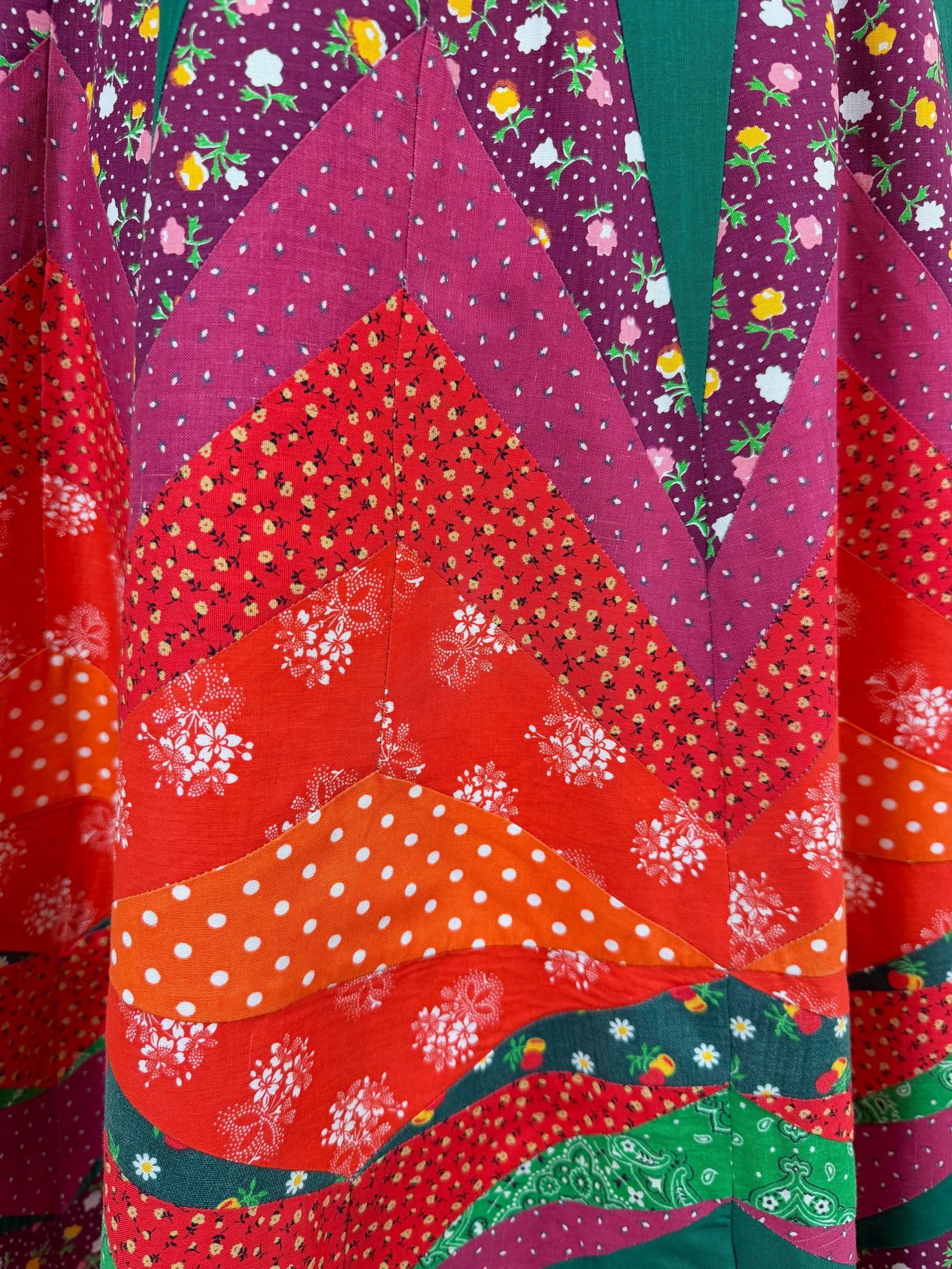 VINTAGE 1970s PATCHWORK COTTON SKIRT - 5
