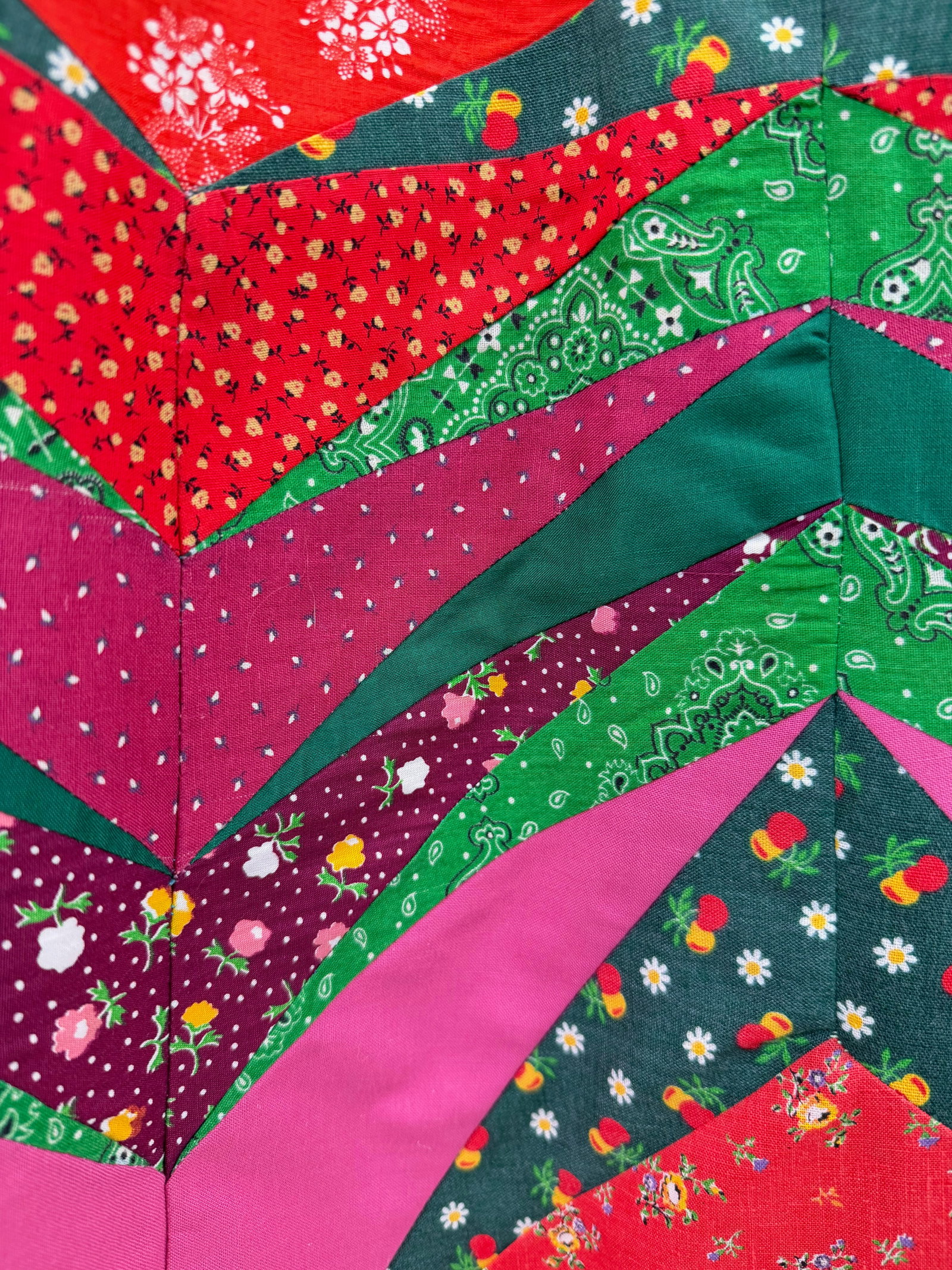 VINTAGE 1970s PATCHWORK COTTON SKIRT - 6