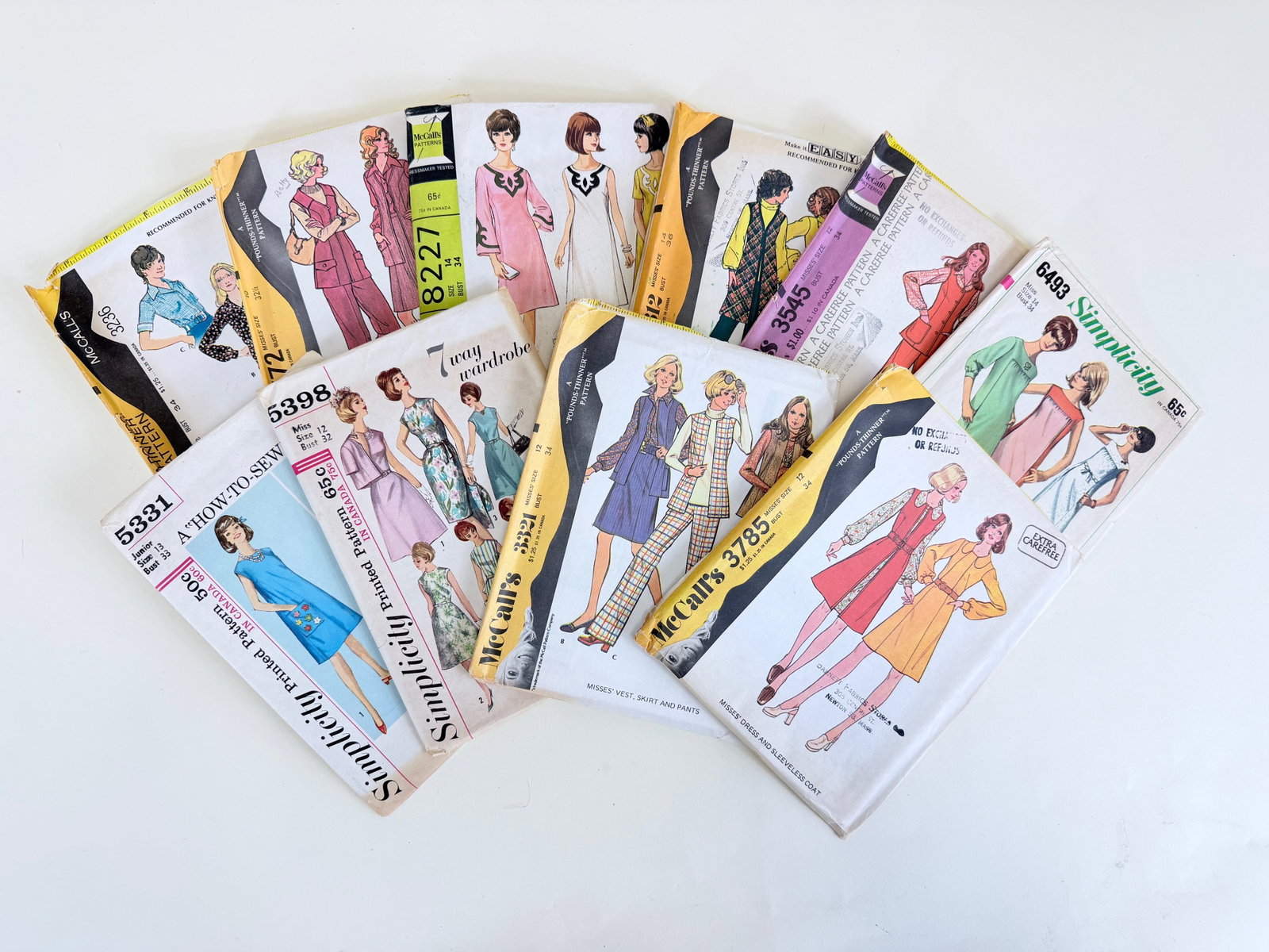 COLLECTION OF VINTAGE 1950s-1970s DRESSMAKING PATTERNS: Ten in total, as is condition, see photos