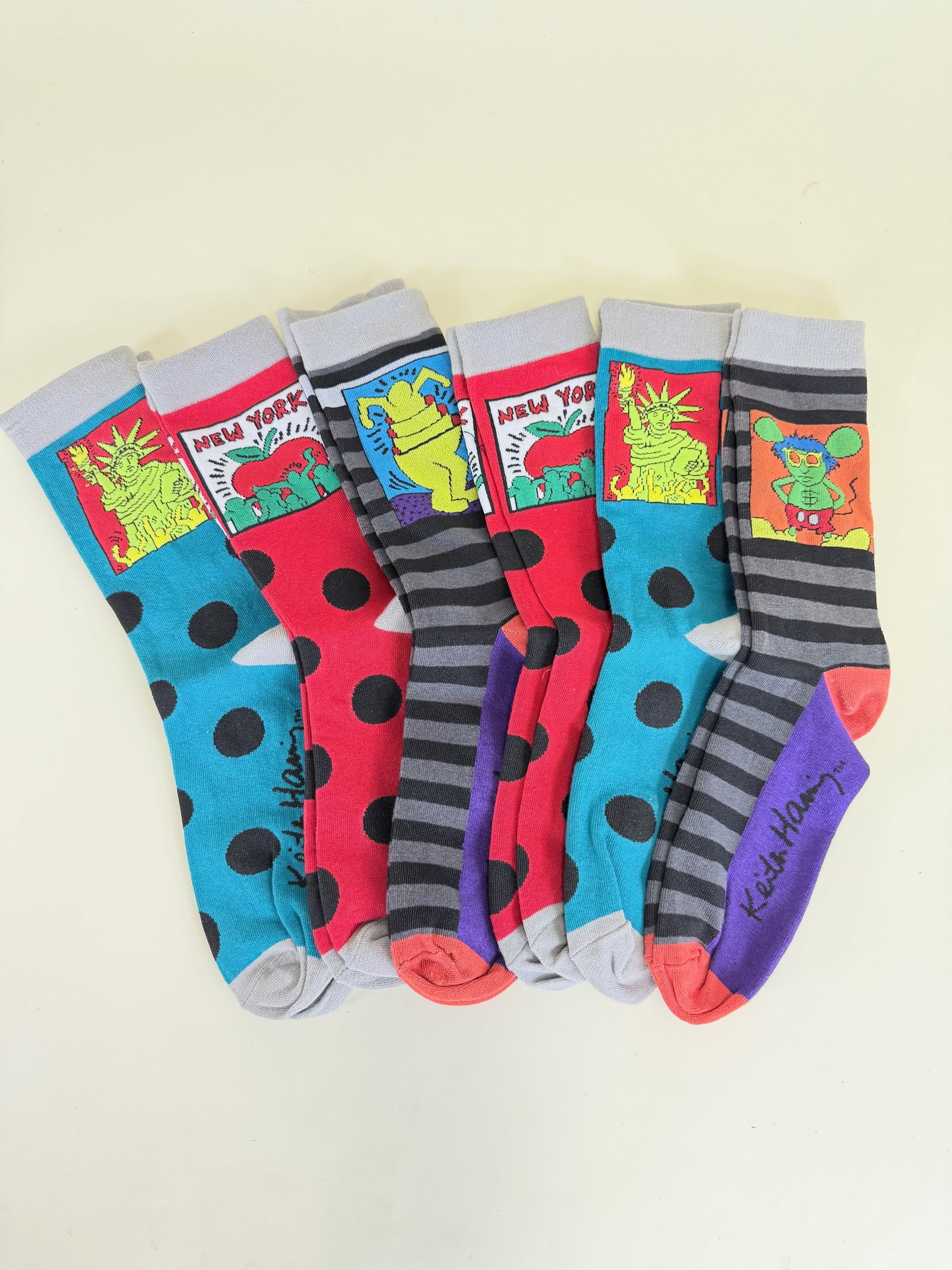 SIX PAIRS KEITH HARING SOCKS - 2