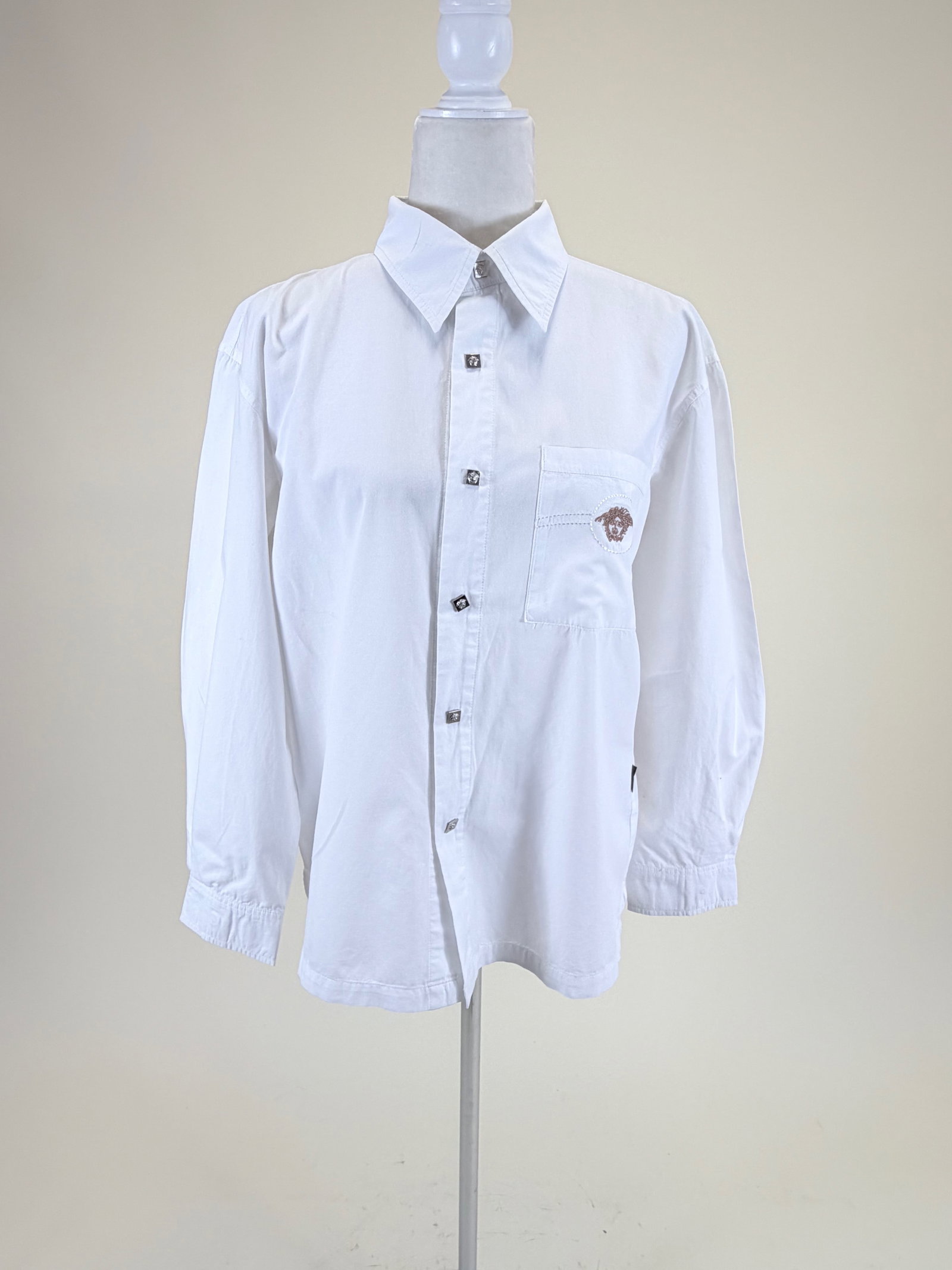 Y2K VERSACE COTTON BUTTON-UP: CH 44", W 42", great condition