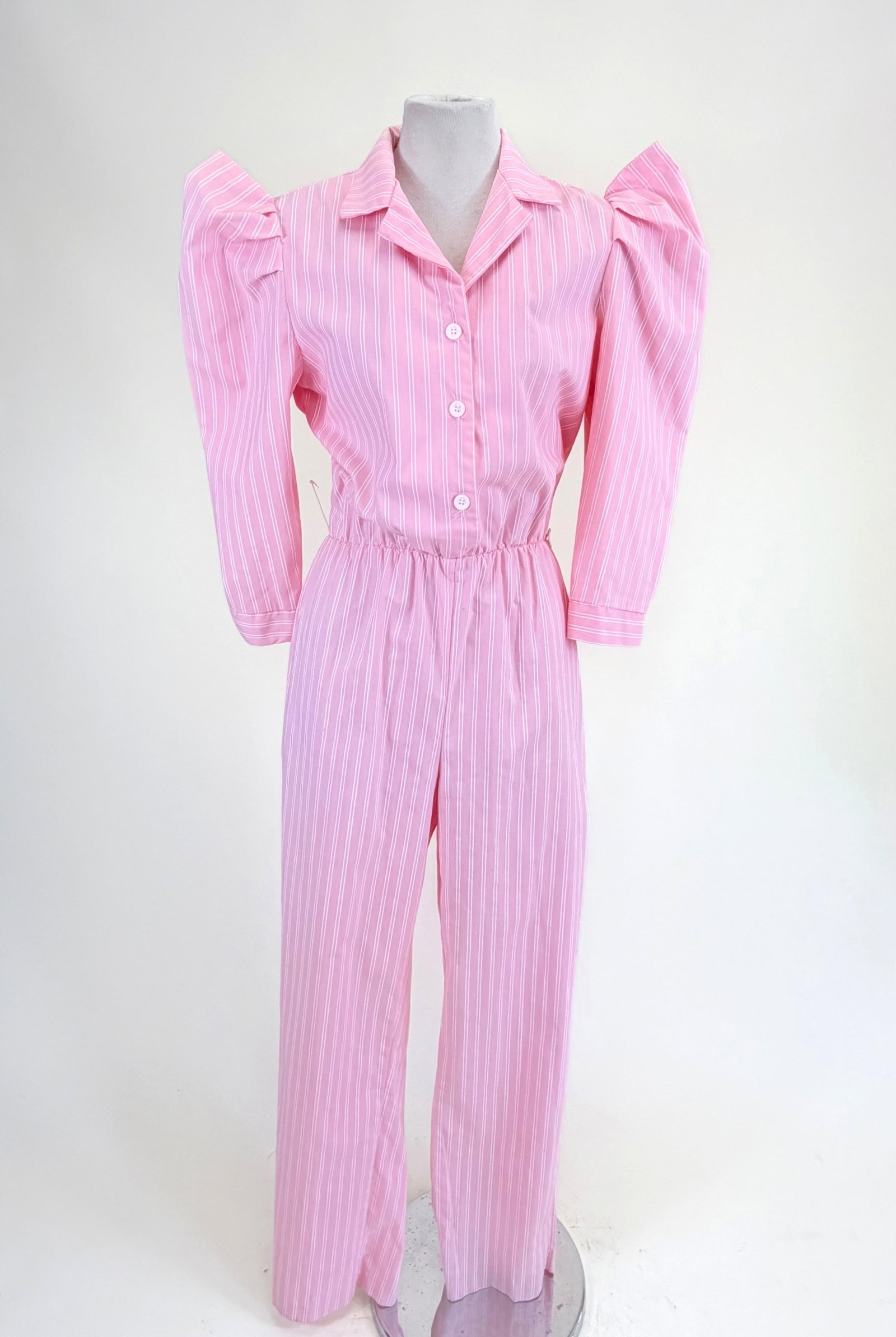 VINTAGE 1980s COTTON JUMPSUIT: B 36", W 30", few light stains, see photos