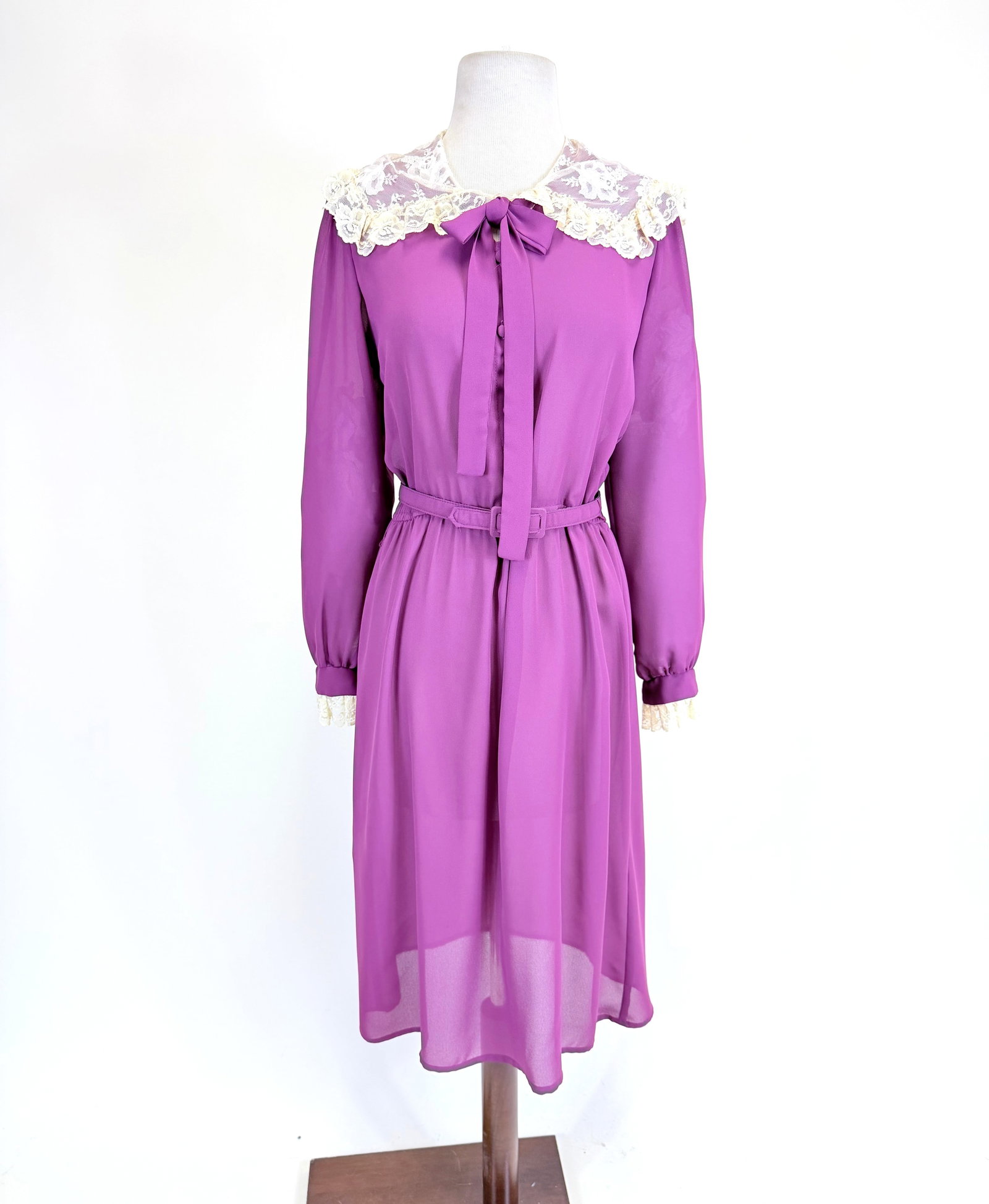 VINTAGE 1970s GEORGETTE & LACE DRESS (1 of 6)