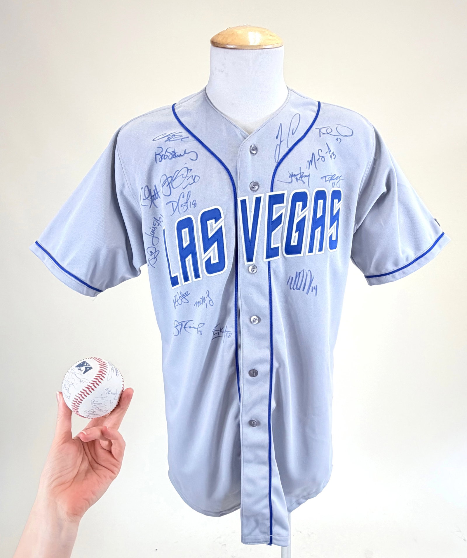 LAS VEGAS MINOR LEAGUE SIGNED BASEBALL JERSEY & BASEBALL (1 of 11)