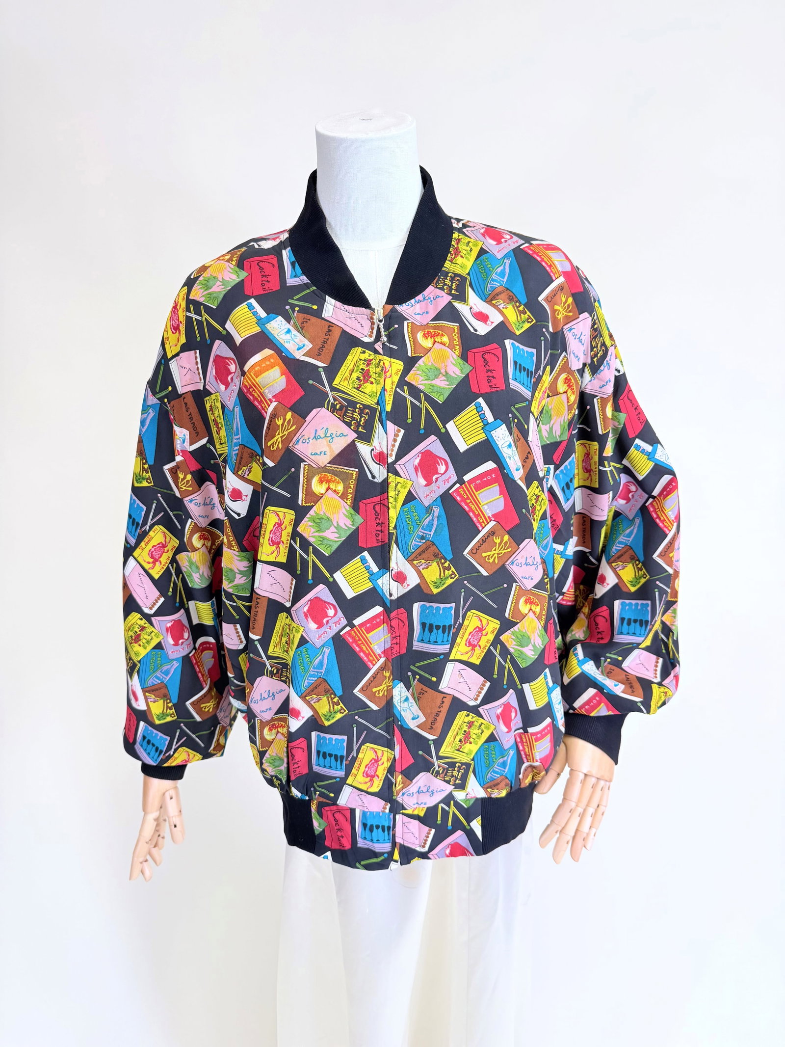 VINTAGE 1980s MATCHBOOK PRINTED SILK JACKET (1 of 8)