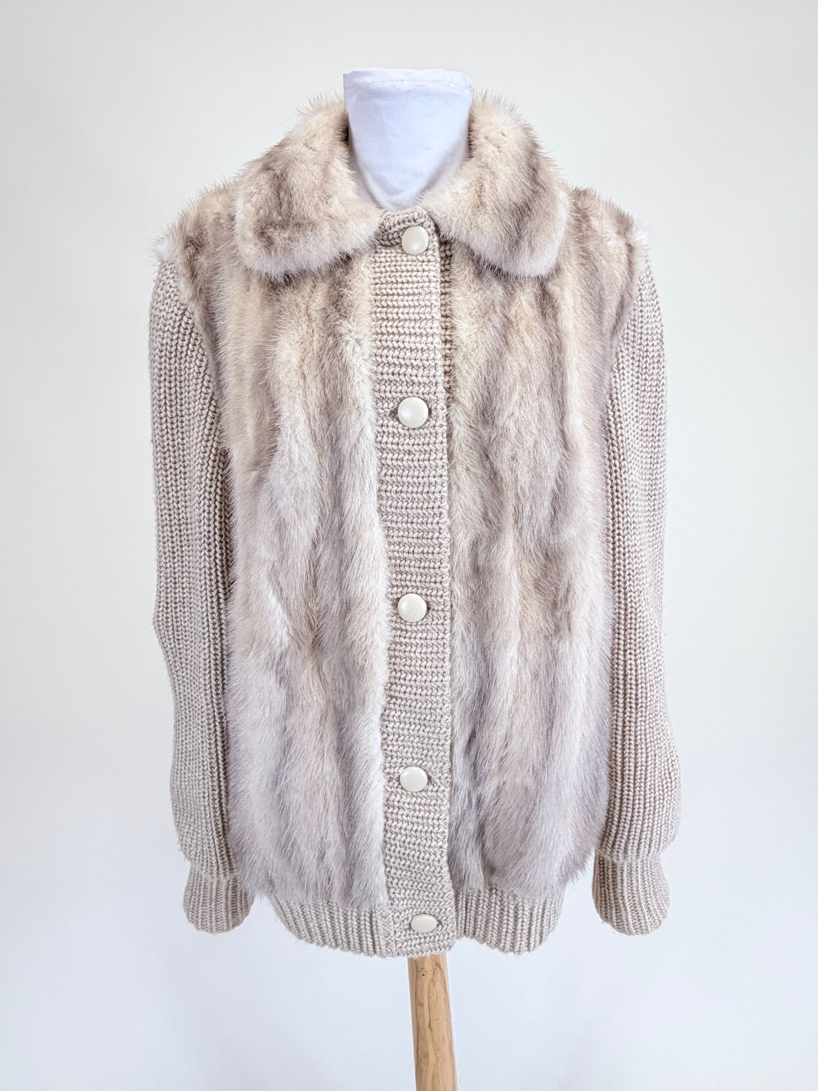 VINTAGE 1960s MINK & WOOL JACKET: SH-SH 18", L 27", few light stains, see photos