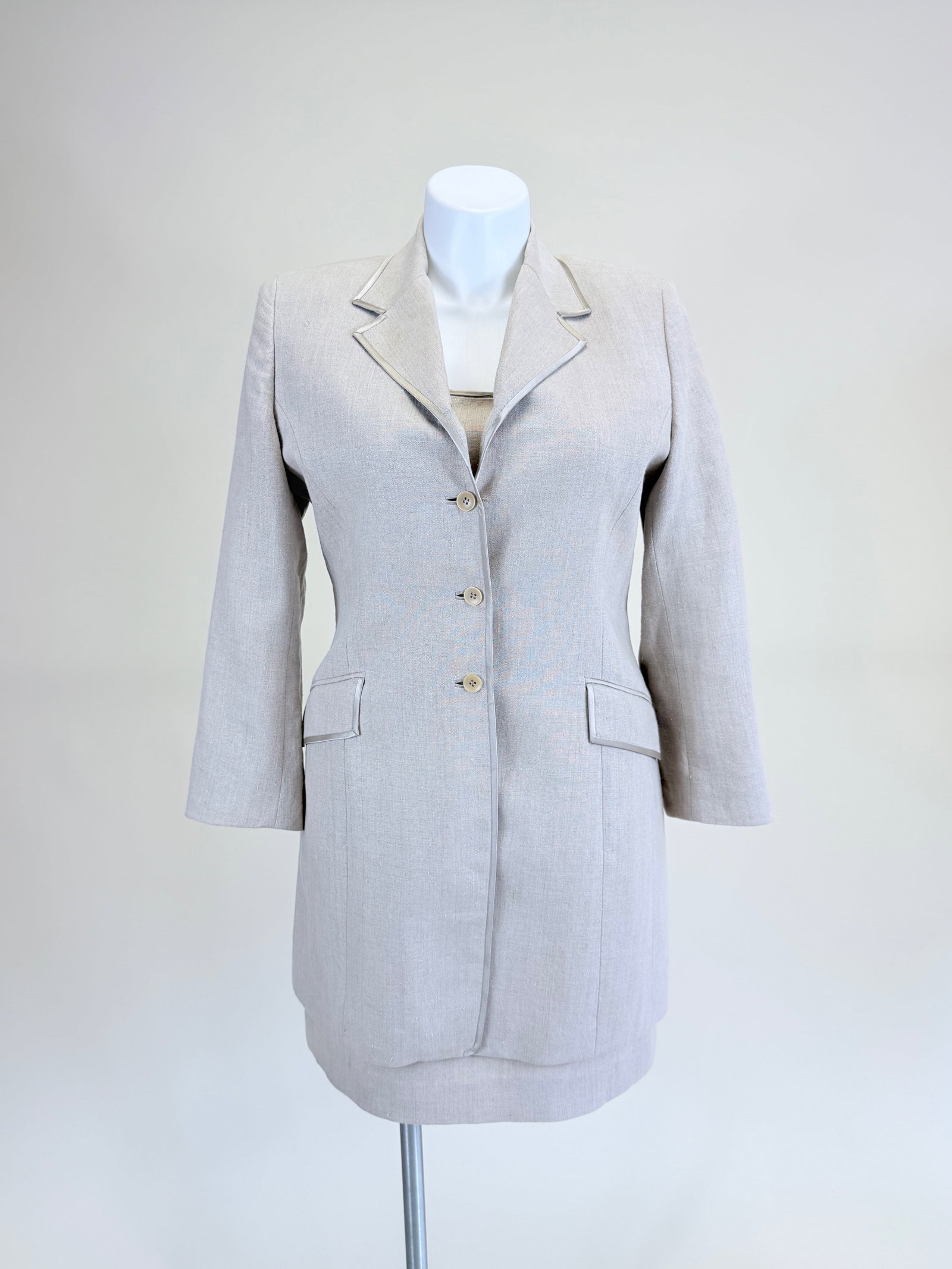 VINTAGE 1980s UNGARO COAT & DRESS: Coat B 40", W 38", dress B 40", W 38", few small spot stains, 1 button loose, see photos