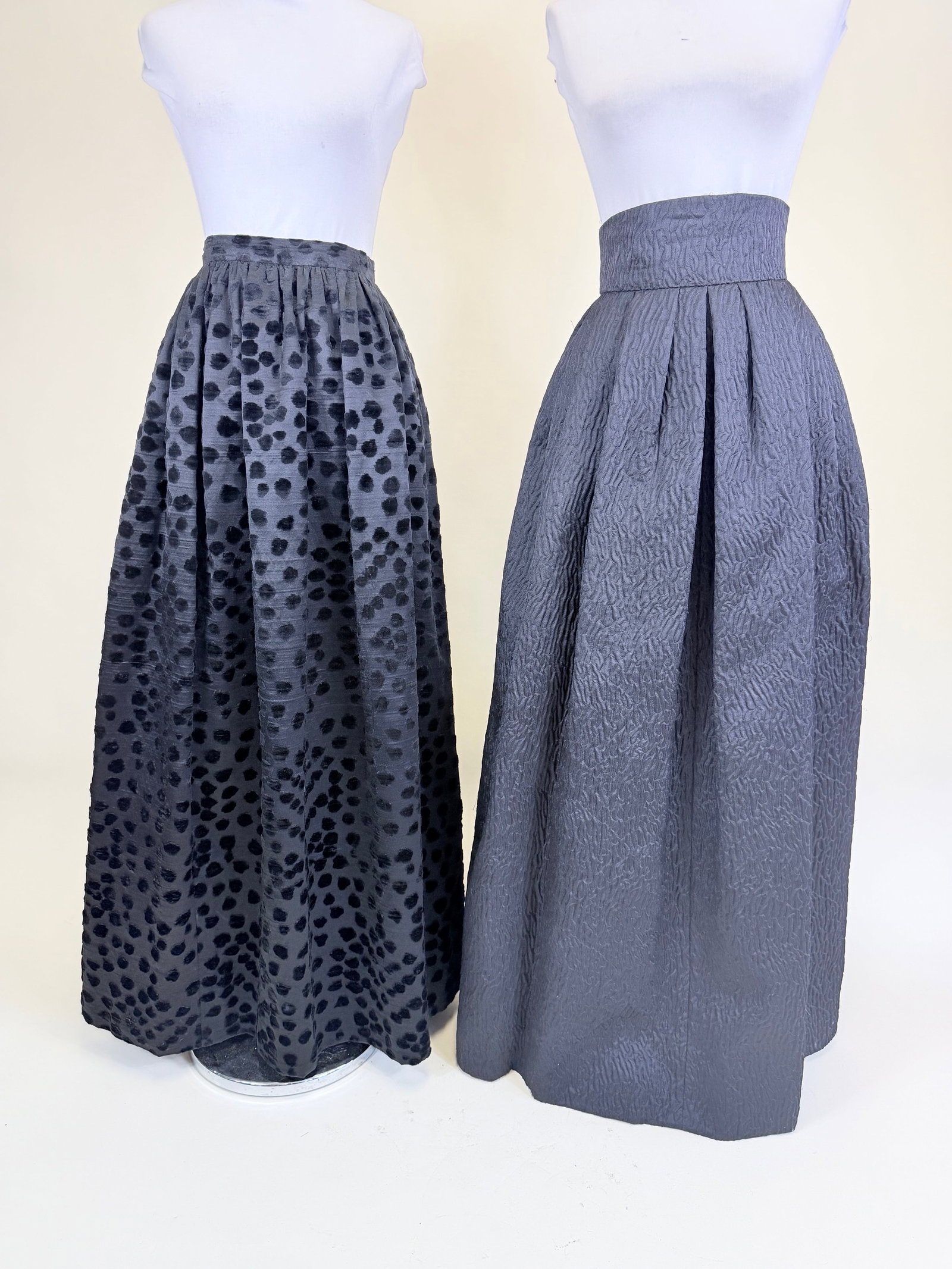TWO VINTAGE 1960s-1980s PATTERNED SILK EVENING SKIRTS (1 of 5)